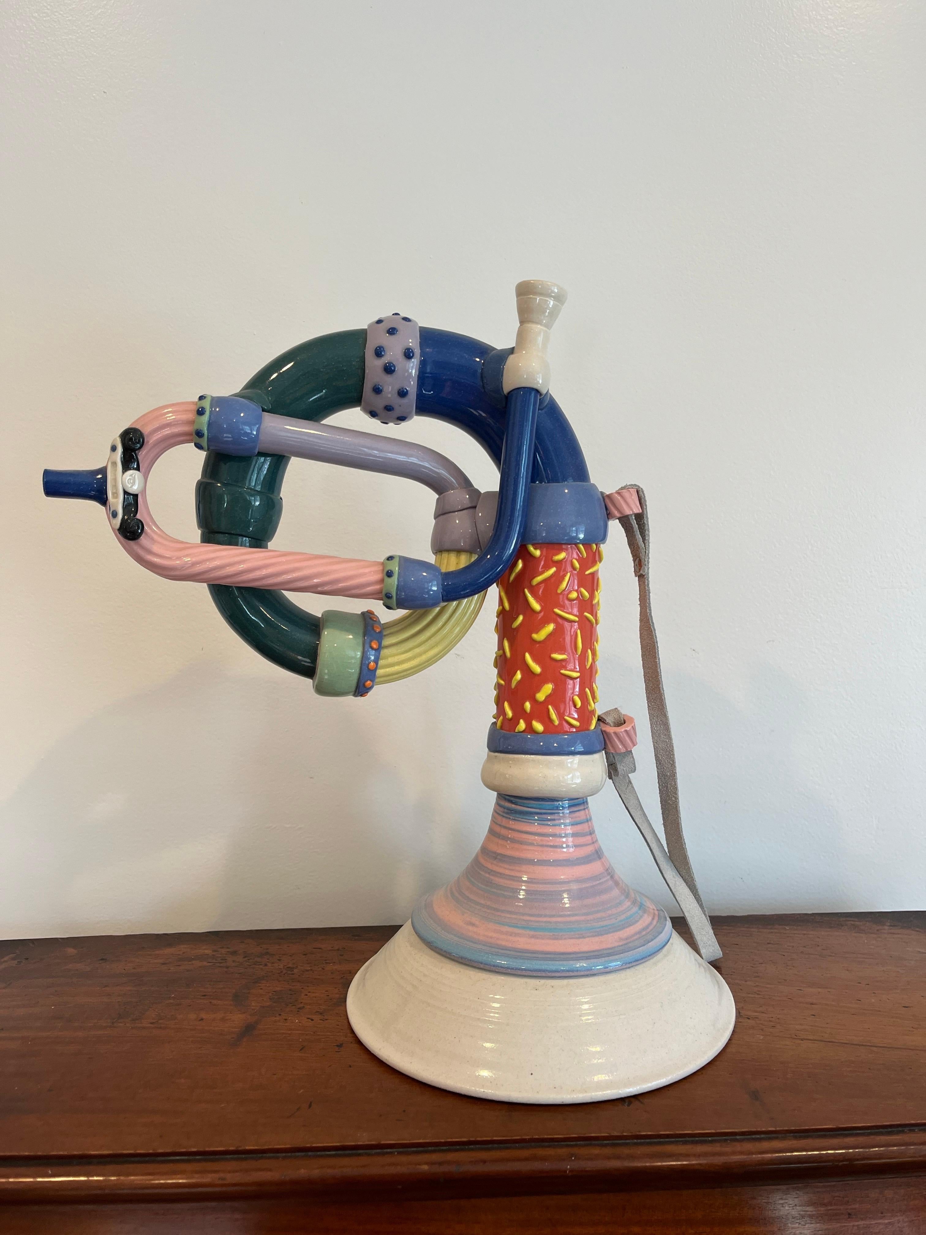 20th Century Postmodern Pottery French Horn Steve Smeed 1997 For Sale