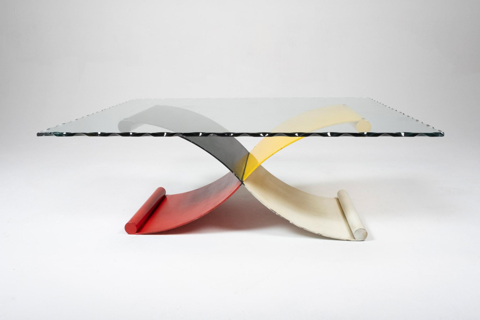Postmodern Primary Color Iron Coffee Table Base For Sale 4