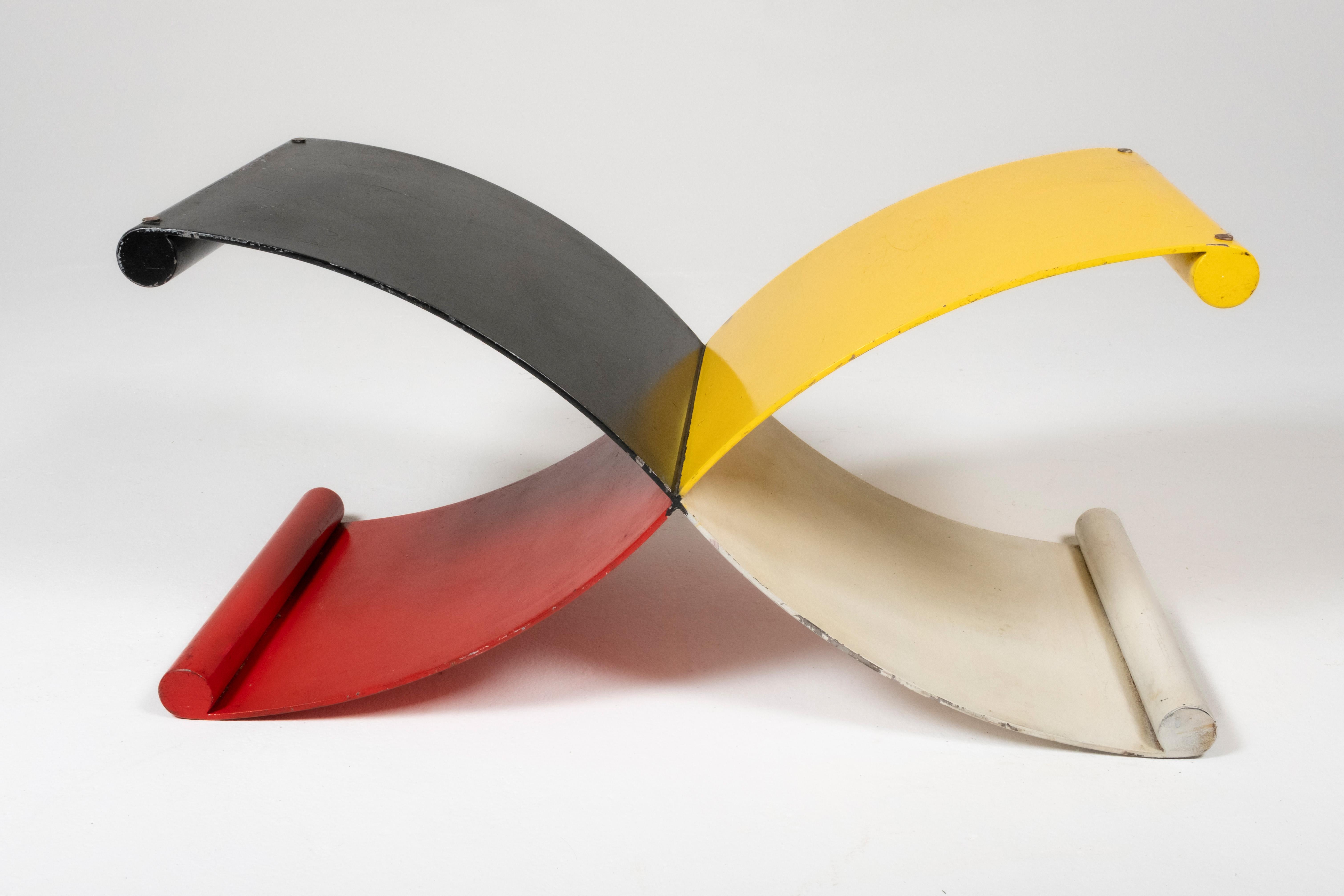 American Postmodern Primary Color Iron Coffee Table Base For Sale