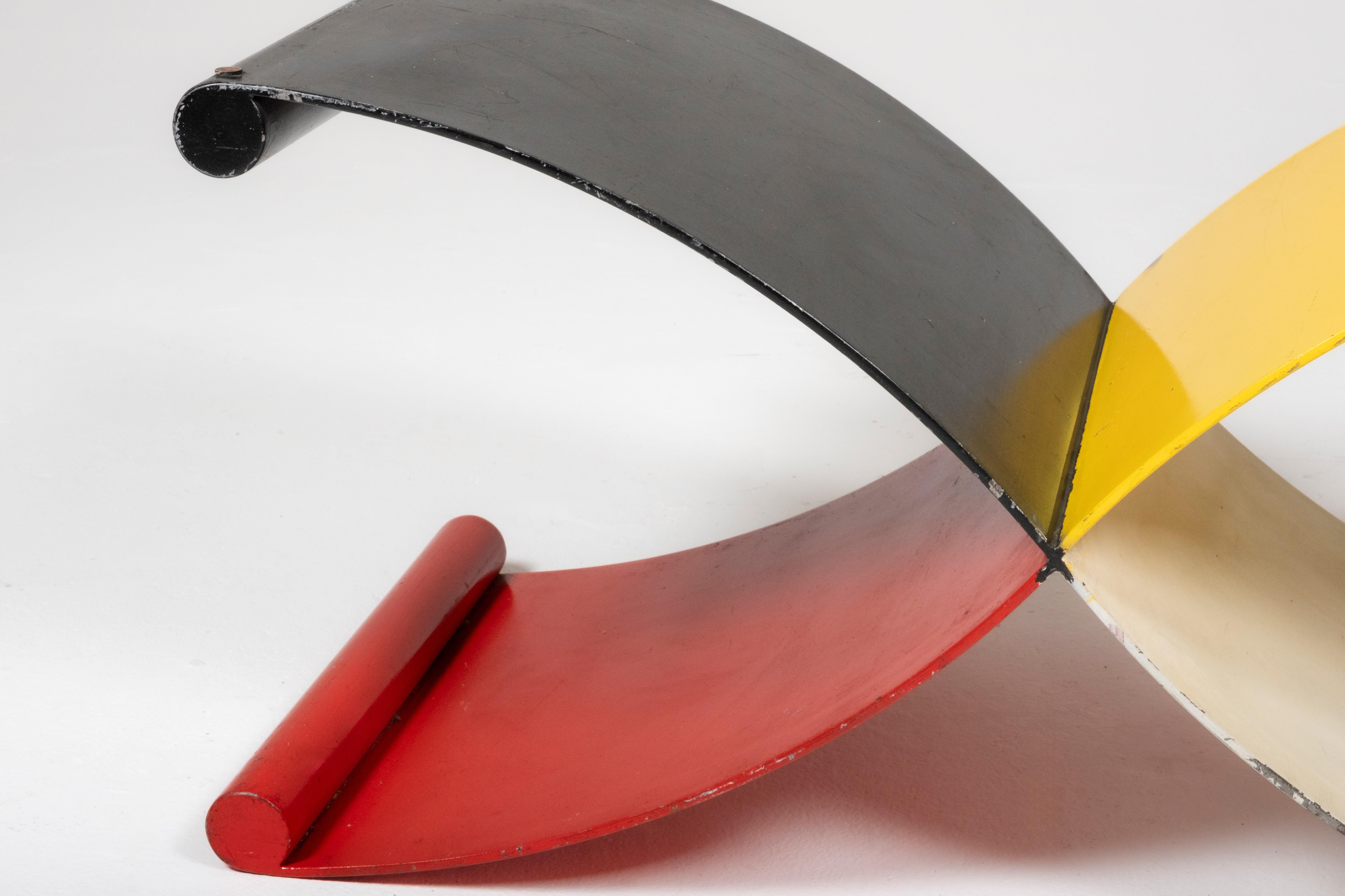 Painted Postmodern Primary Color Iron Coffee Table Base For Sale