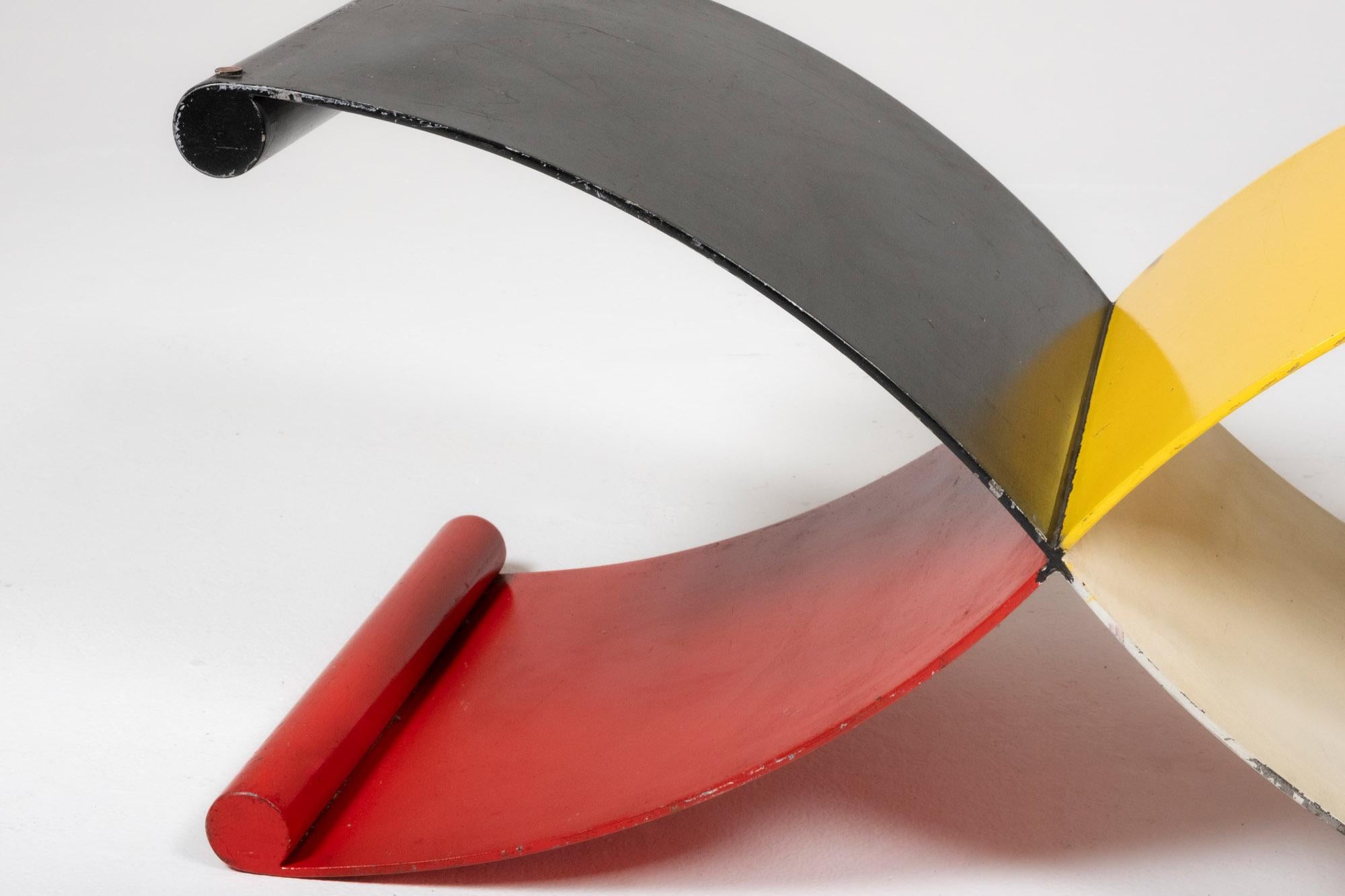 Painted Postmodern Primary Color Iron Coffee Table Base For Sale