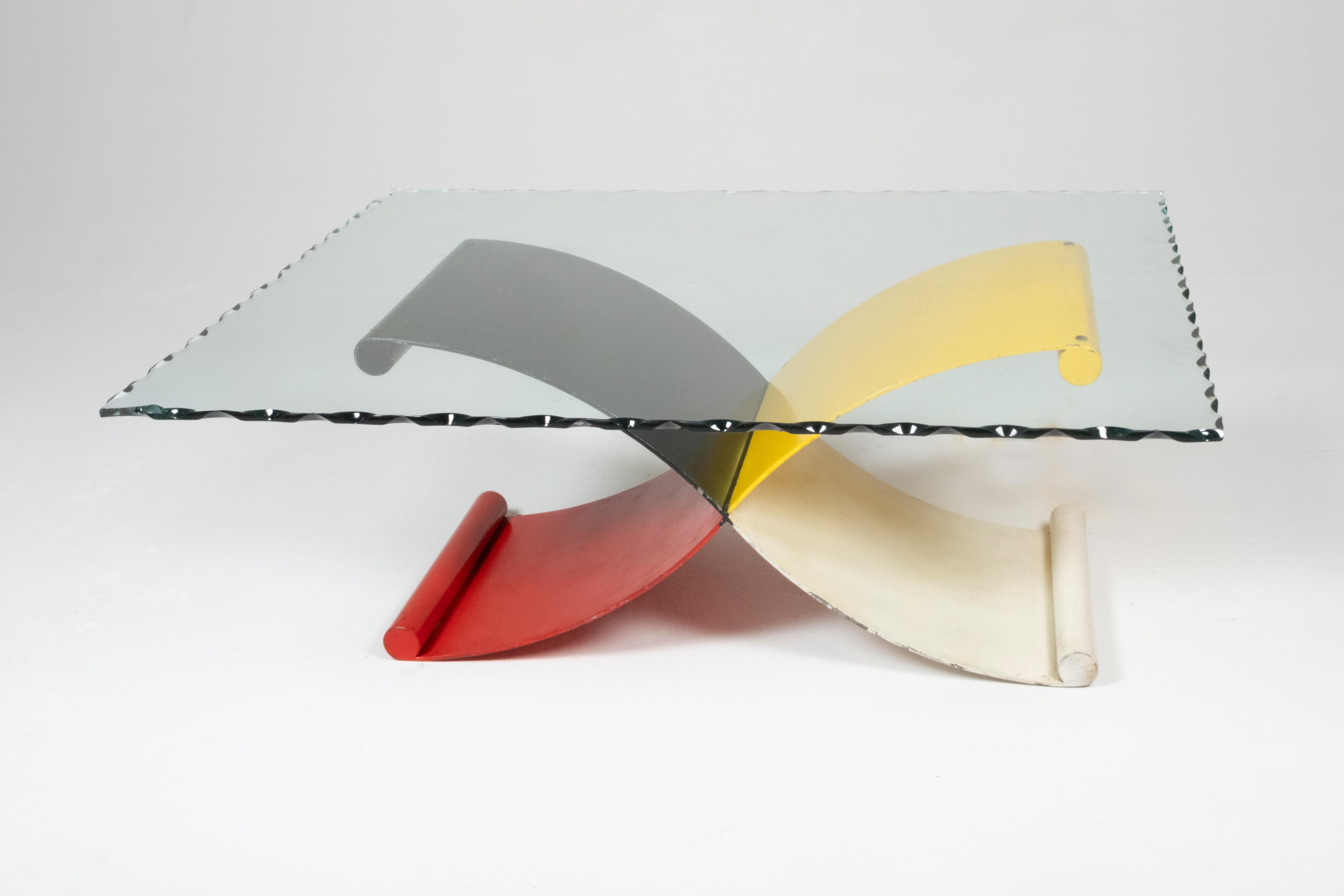 20th Century Postmodern Primary Color Iron Coffee Table Base For Sale