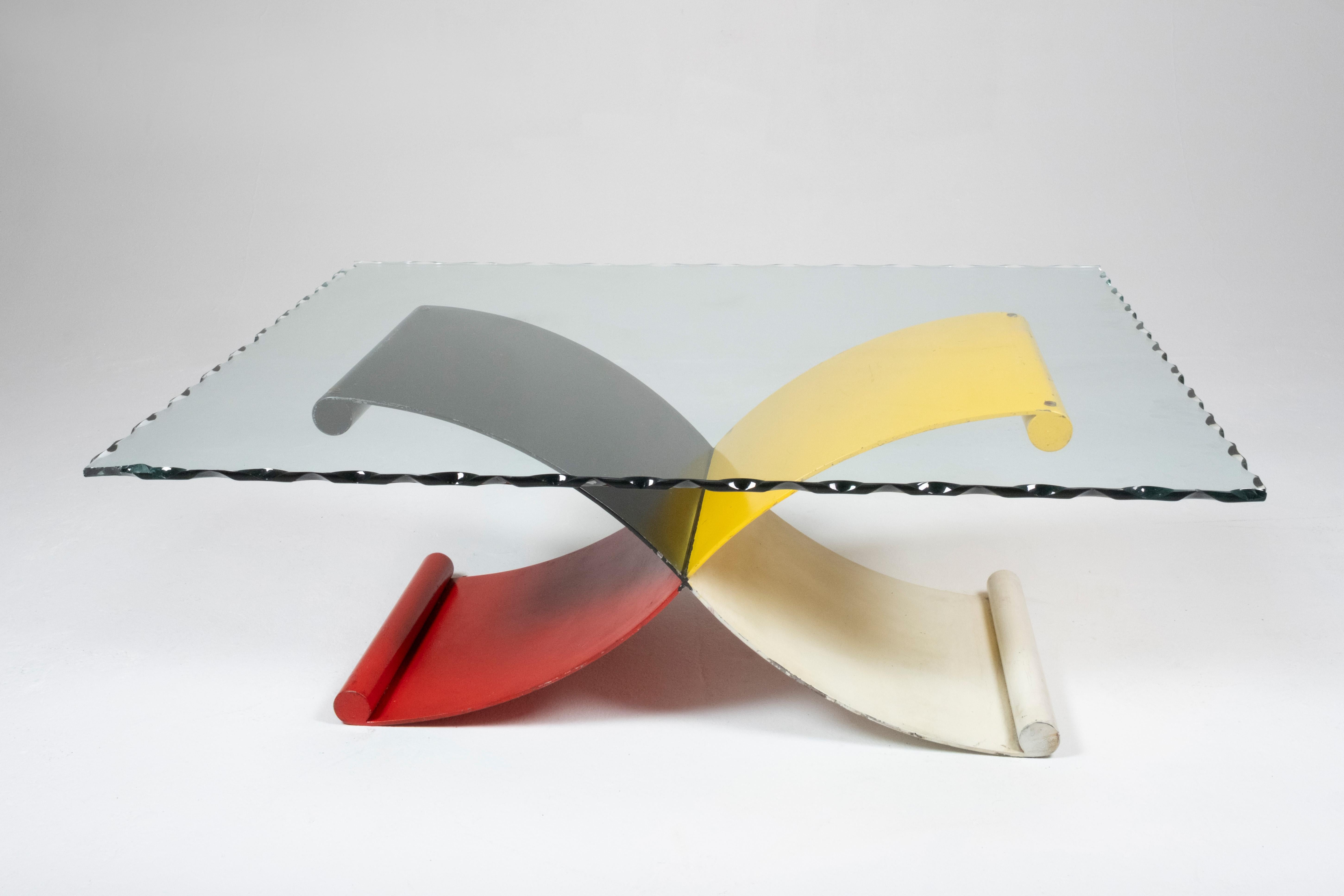 Postmodern Primary Color Iron Coffee Table Base For Sale 2