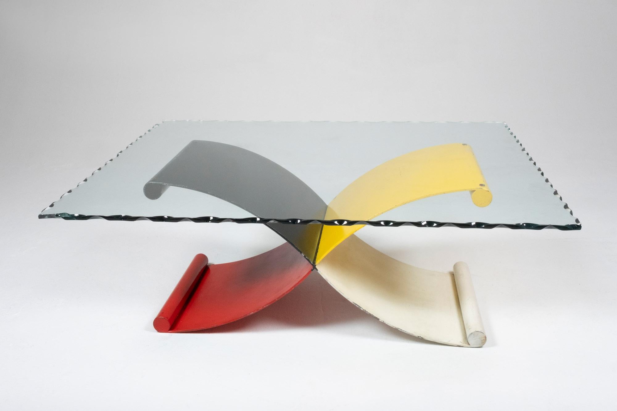 Postmodern Primary Color Iron Coffee Table Base For Sale 2