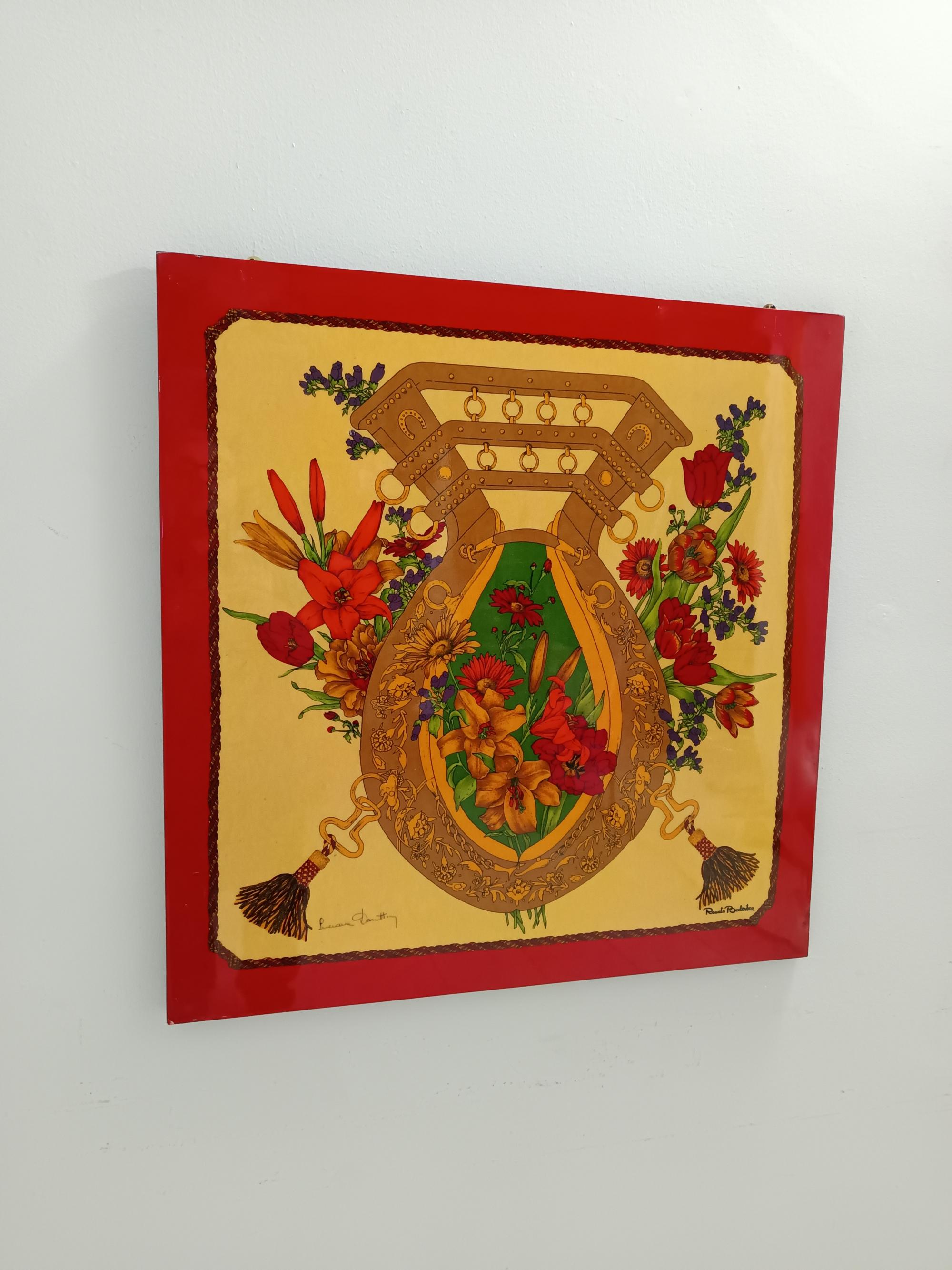 Allemand Impression postmoderne sur panneau de carreaux de bois de Renato Balestra, Italie en vente
