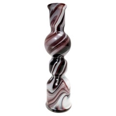 Postmodern Purple and White Murano Glass Vase “Wave” by Carlo Moretti, Italy