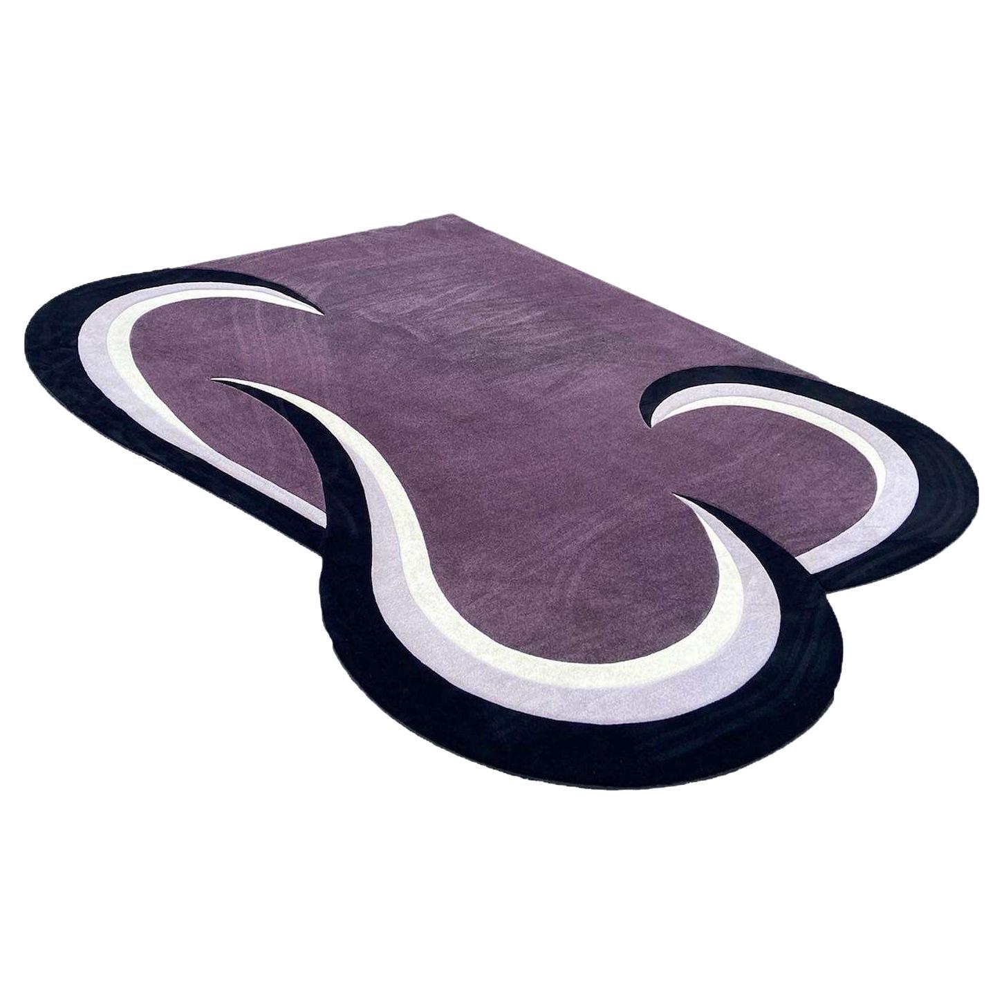 Tappeto da giardino scultoreo postmoderno viola bianco e nero