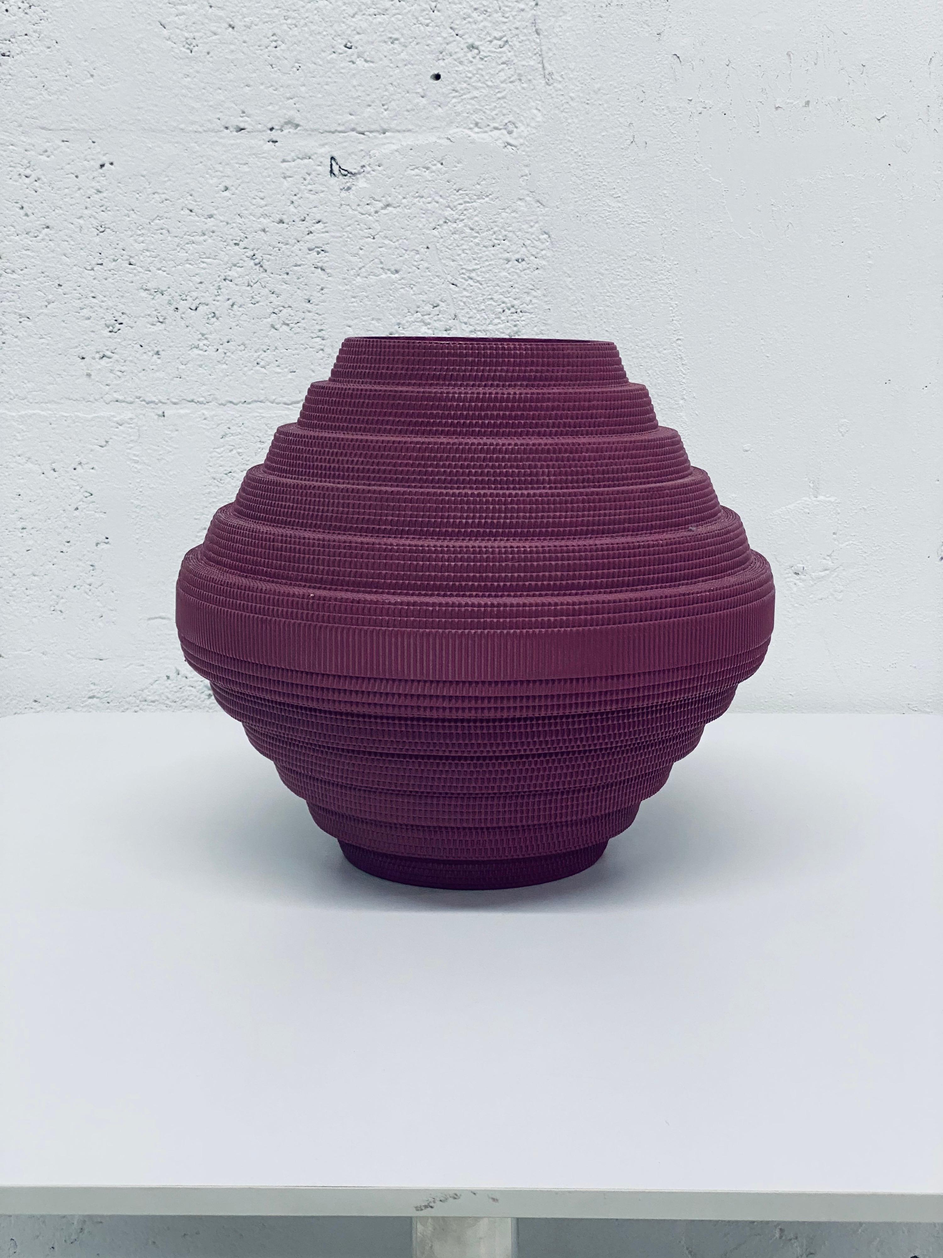 Postmodern Purple Corrugated Cardboard Vase by Flute, Chicago In Good Condition In Miami, FL