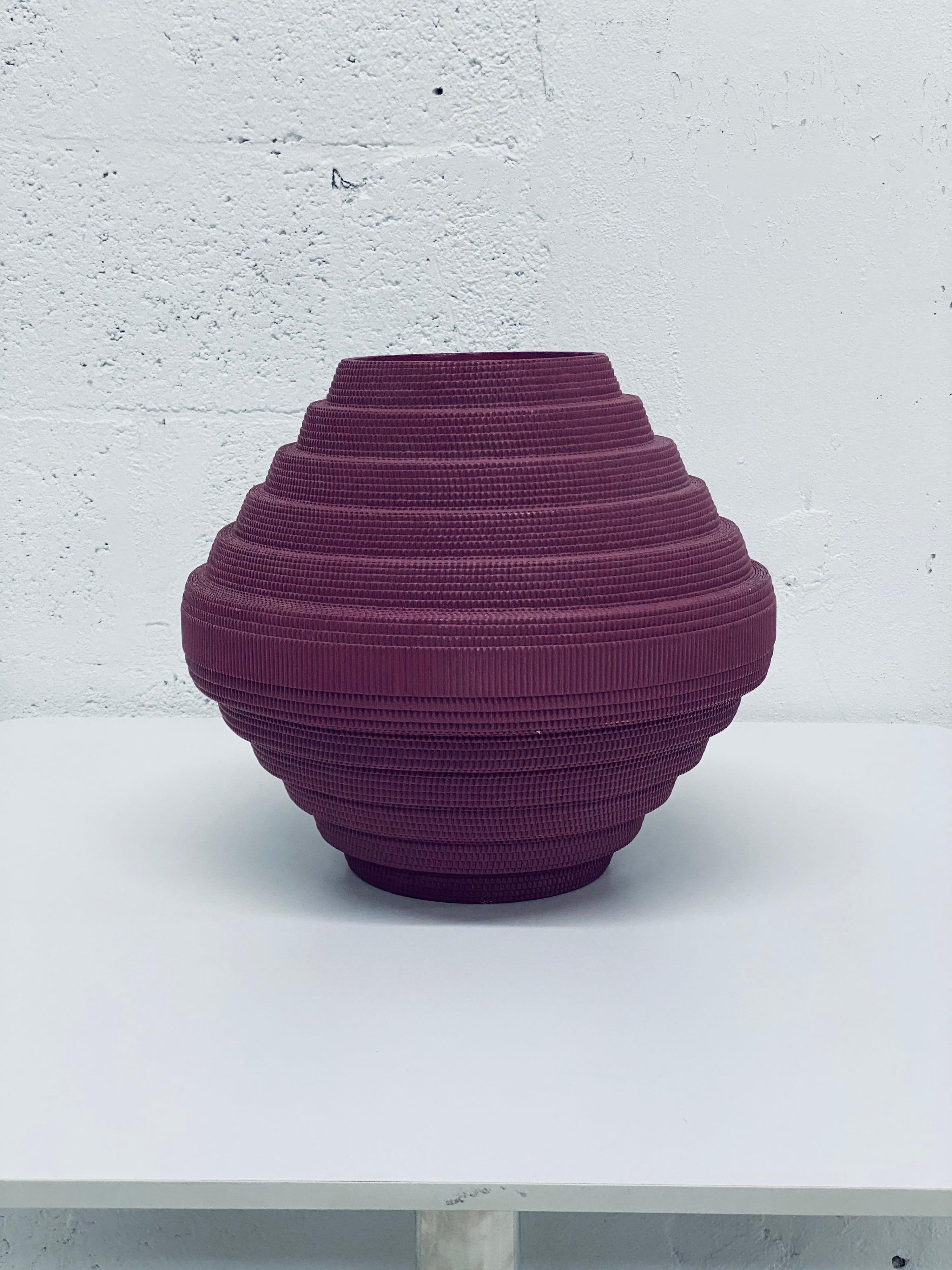 Late 20th Century Postmodern Purple Corrugated Cardboard Vase by Flute, Chicago
