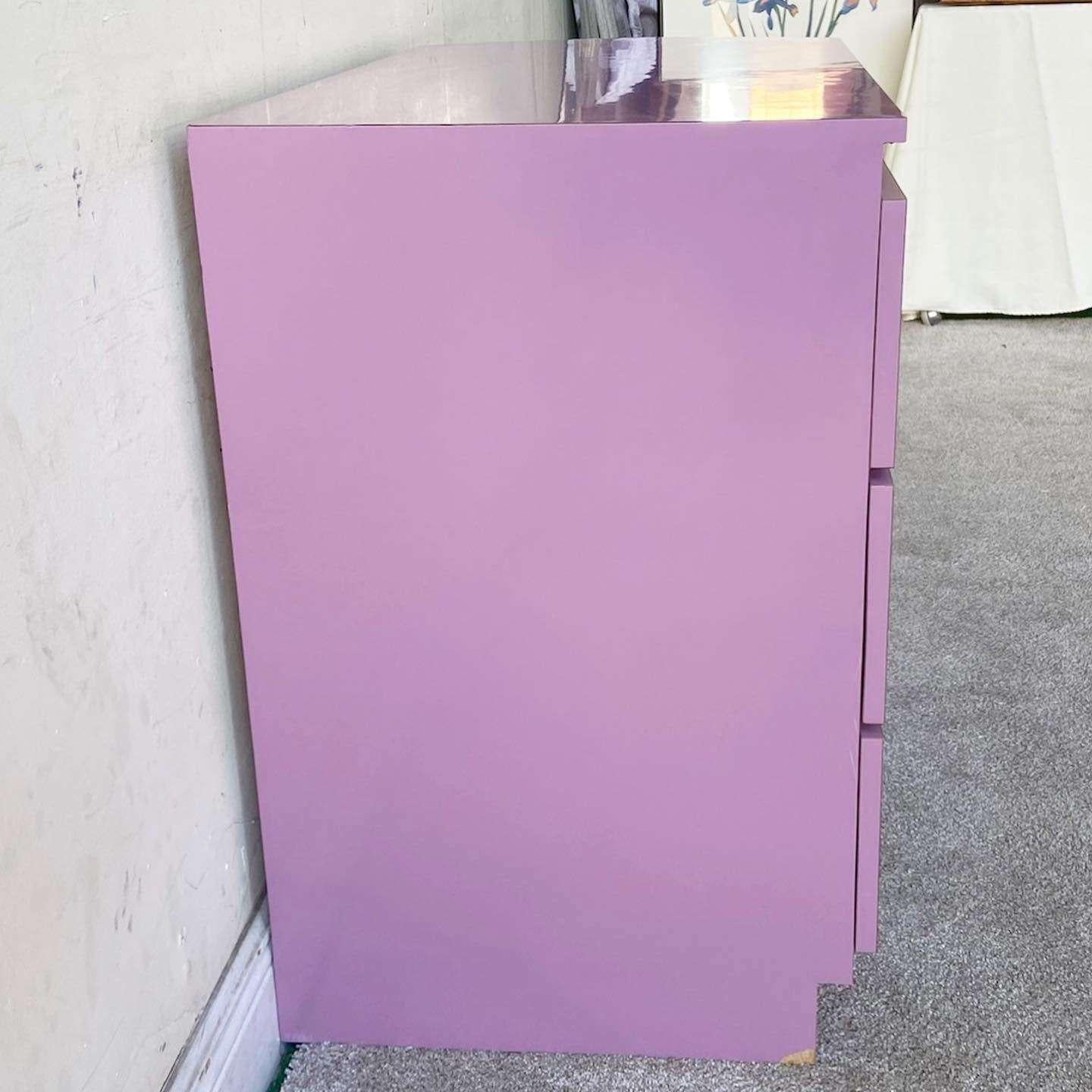 Post-Modern Postmodern Purple Lacquer Laminate Chest of Drawers For Sale
