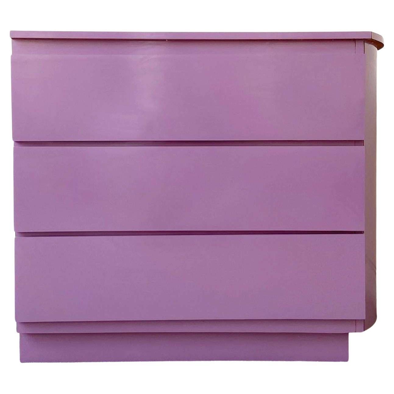Postmodern Purple Lacquer Laminate Chest of Drawers For Sale at 1stDibs