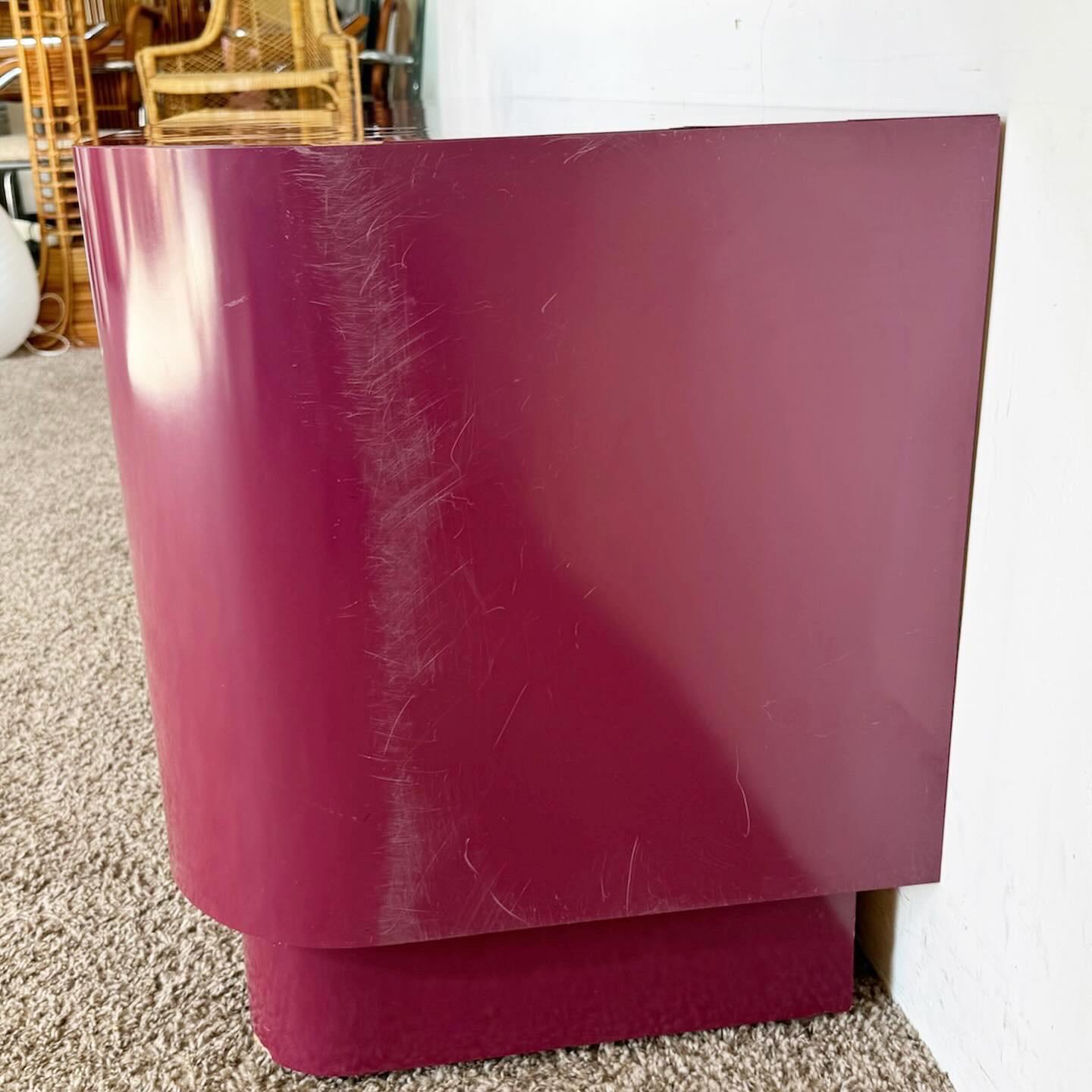 Postmodern Purple Lacquer Laminate Lowboy Dresser In Good Condition For Sale In Delray Beach, FL