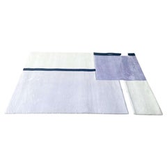 Postmoderner lila, lavendelfarbener, schwarzer und weißer rechteckiger Teppich