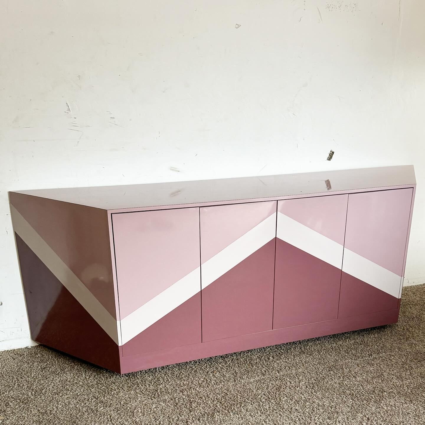 Post-Modern Postmodern Purple Pink and Mauve Lacquer Laminate Credenza For Sale