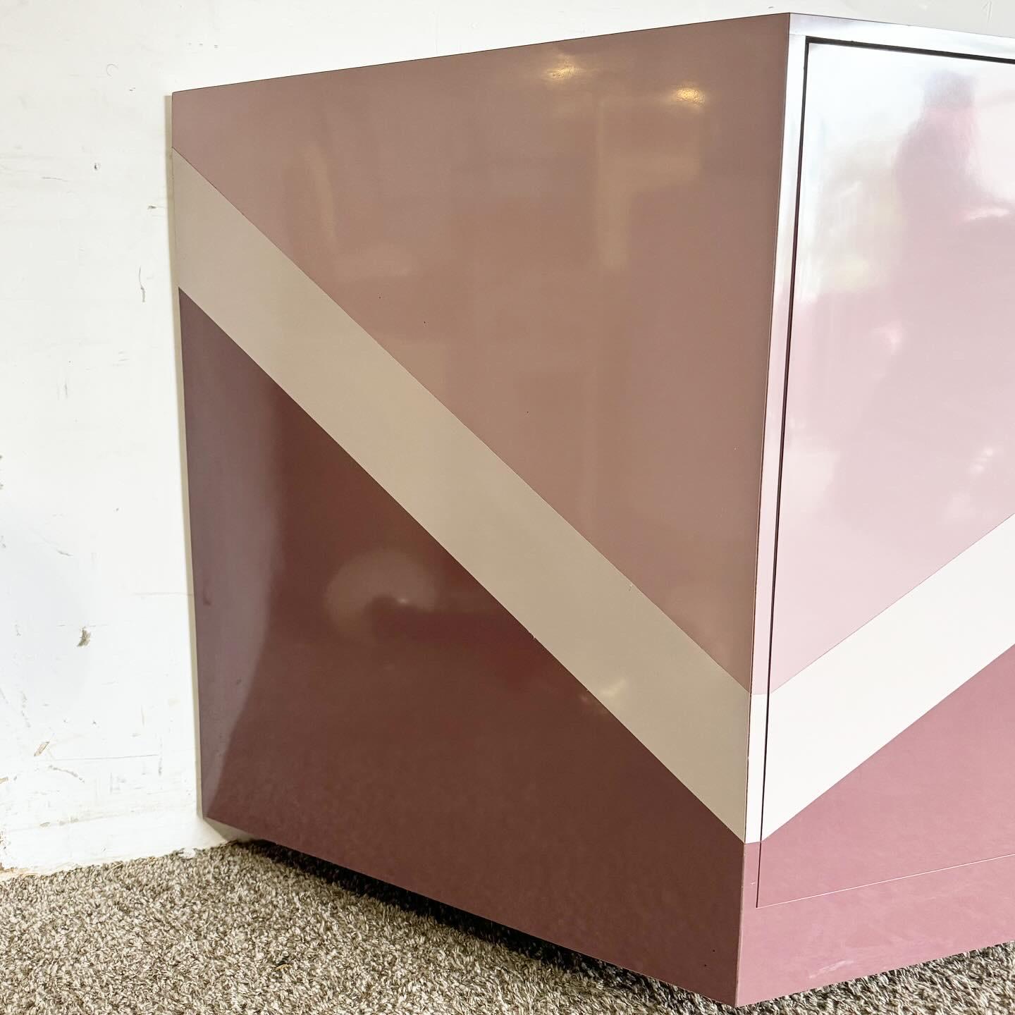 American Postmodern Purple Pink and Mauve Lacquer Laminate Credenza For Sale