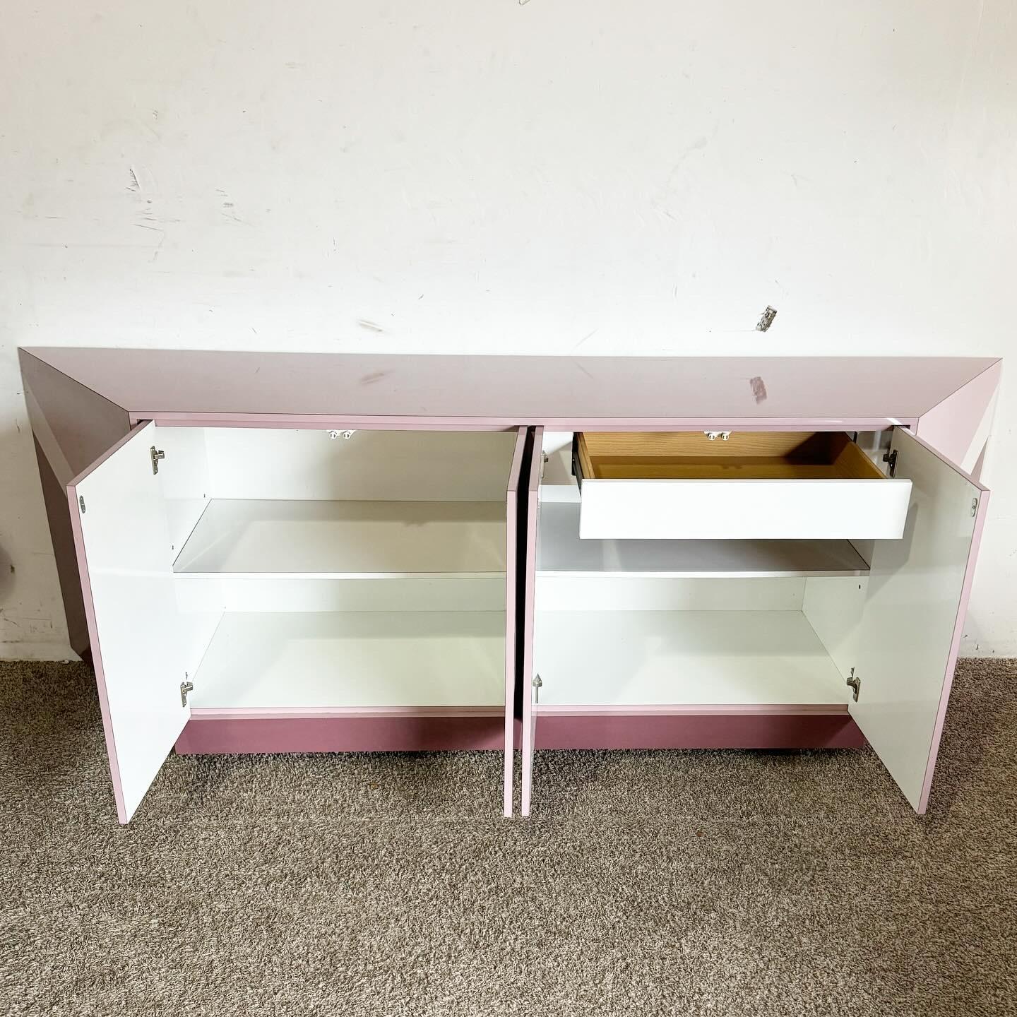 Postmodern Purple Pink and Mauve Lacquer Laminate Credenza 1