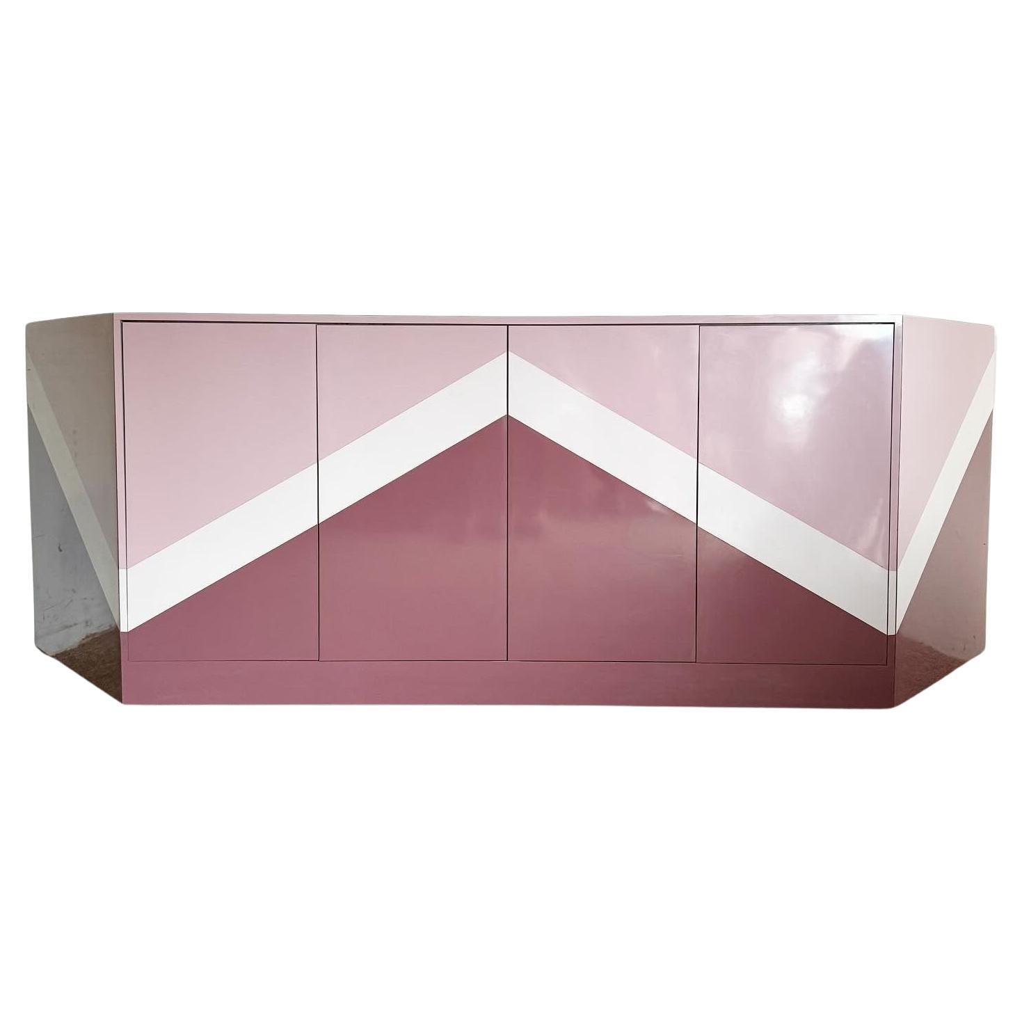 Postmodern Purple Pink and Mauve Lacquer Laminate Credenza