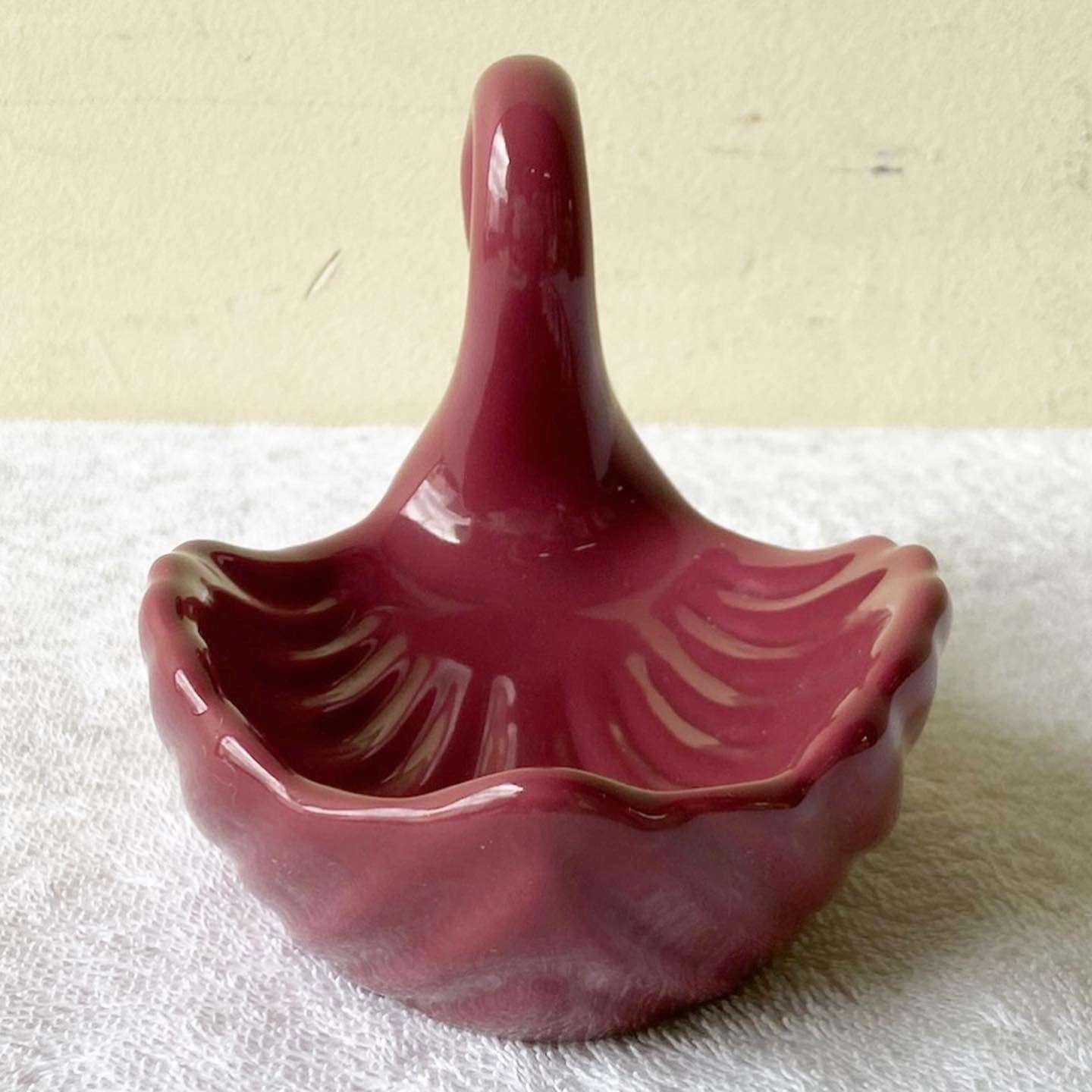 Ceramic Postmodern Purple Swan Soap Dish