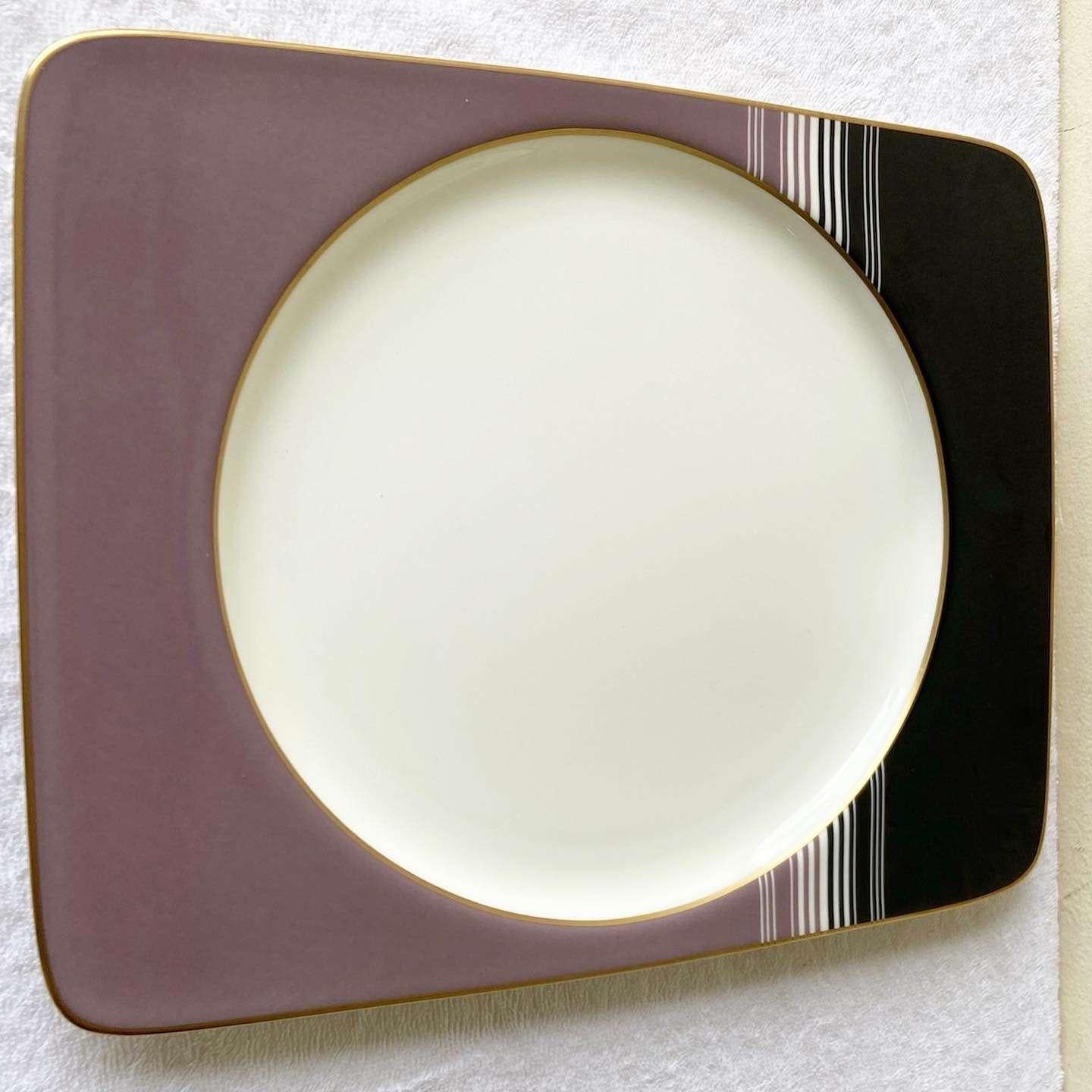 Postmodern Purple White and Black Serving Platter by Daniel Hechter In Good Condition For Sale In Delray Beach, FL