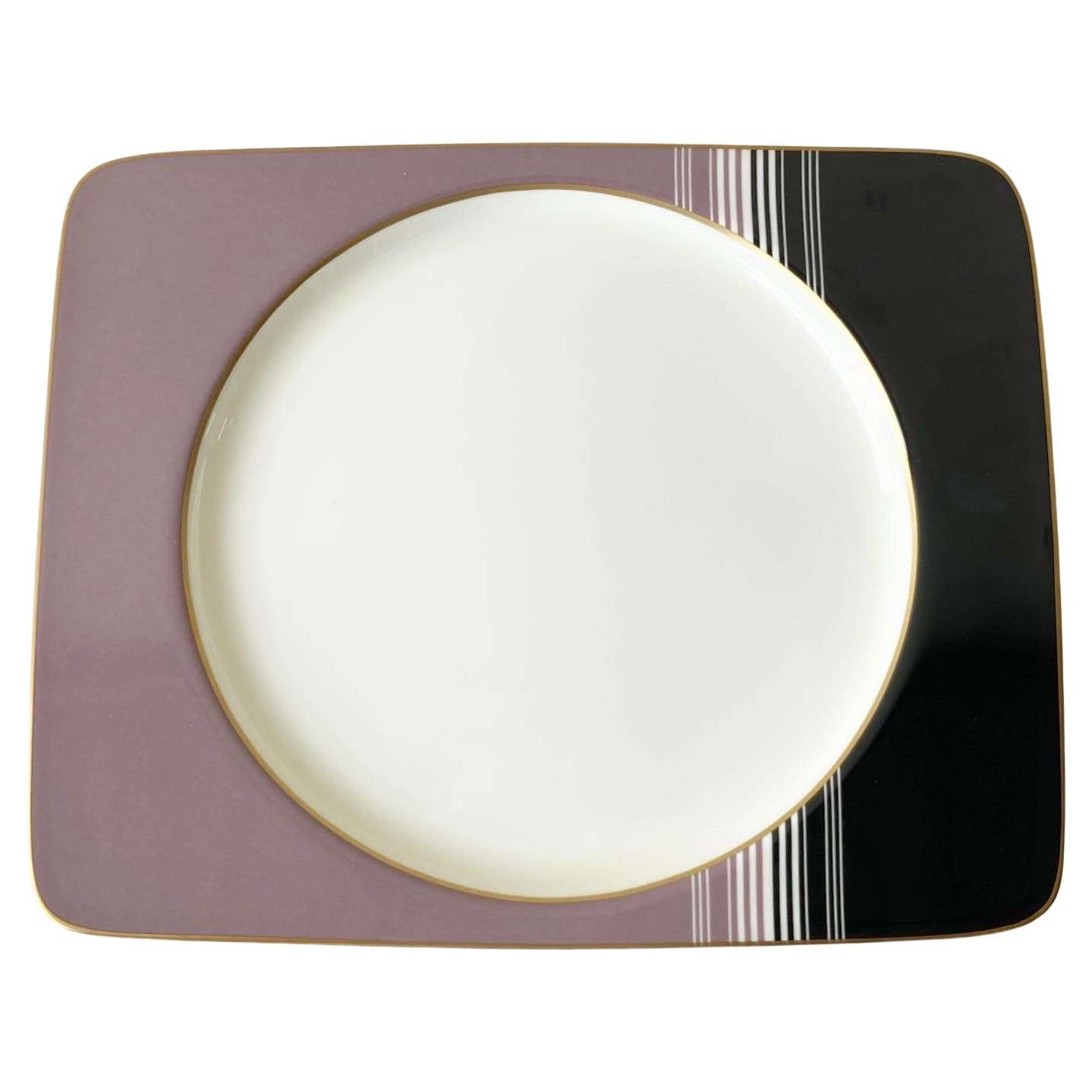 Postmodern Purple White and Black Serving Platter by Daniel Hechter For Sale