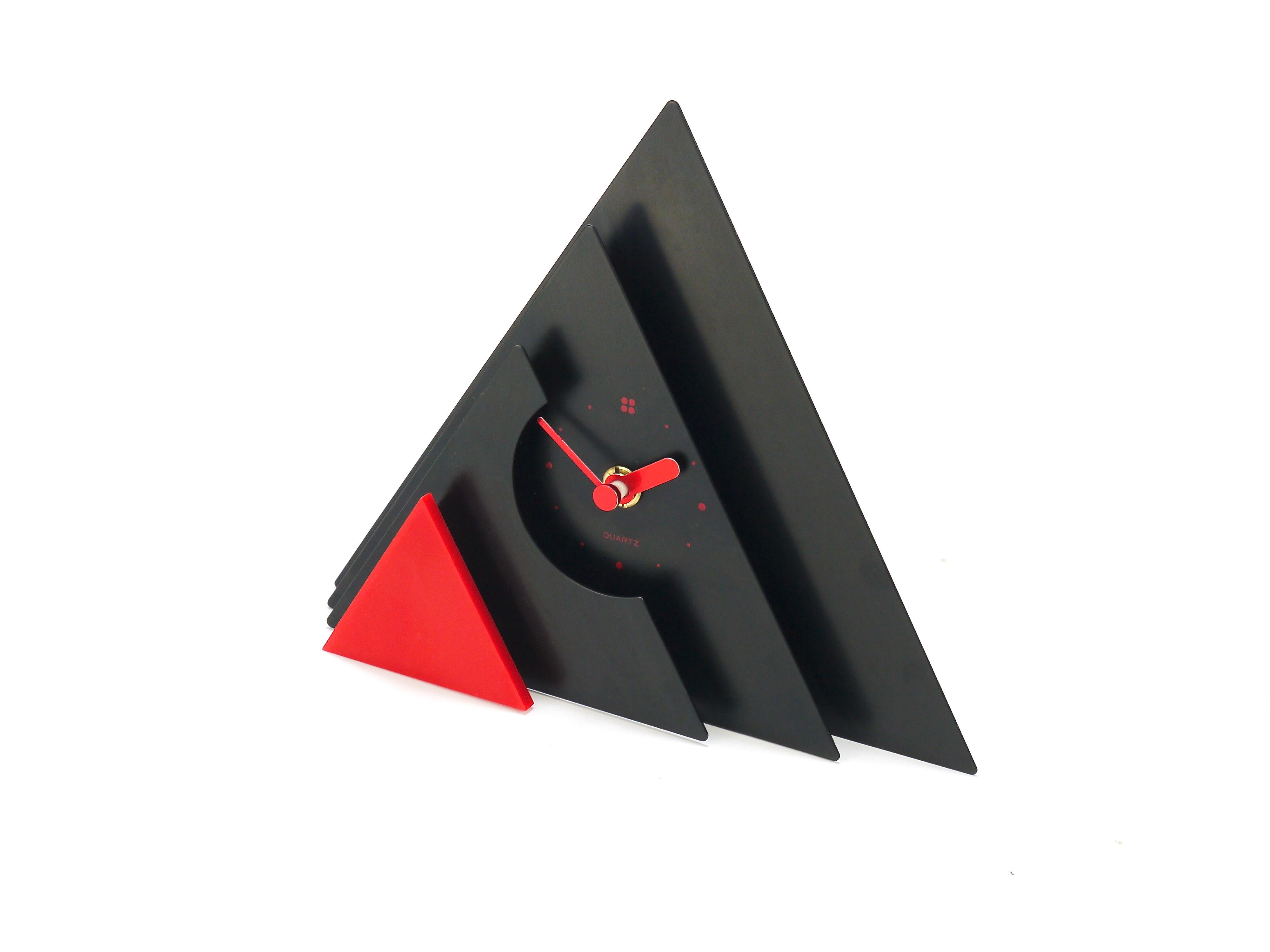 Late 20th Century Postmodern Pyramid Desk or Table Clock by Makiko Taniguchi, Japan, 1980s For Sale