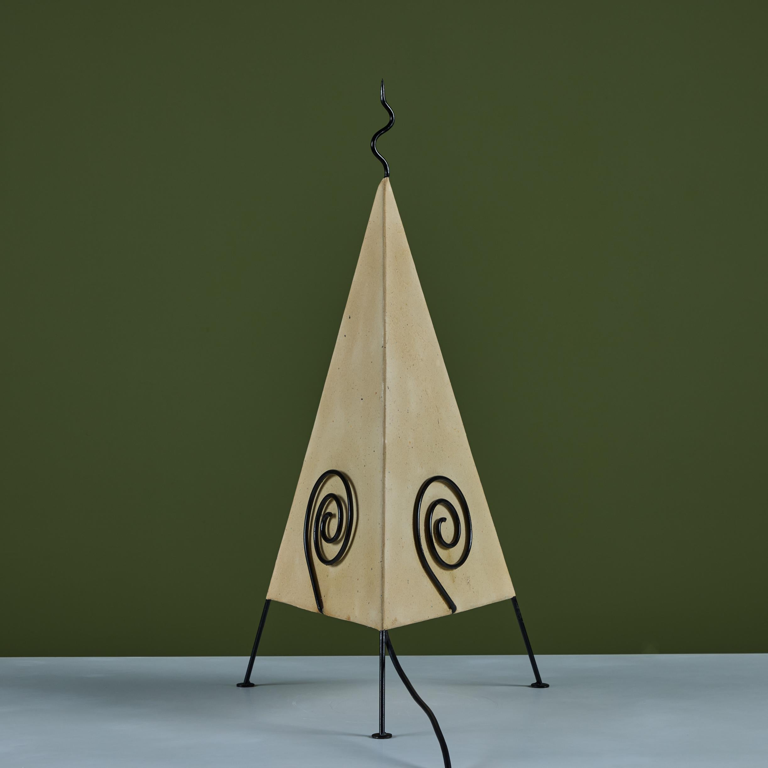 Postmodern Pyramid Paper Shade Table Lamp For Sale 2