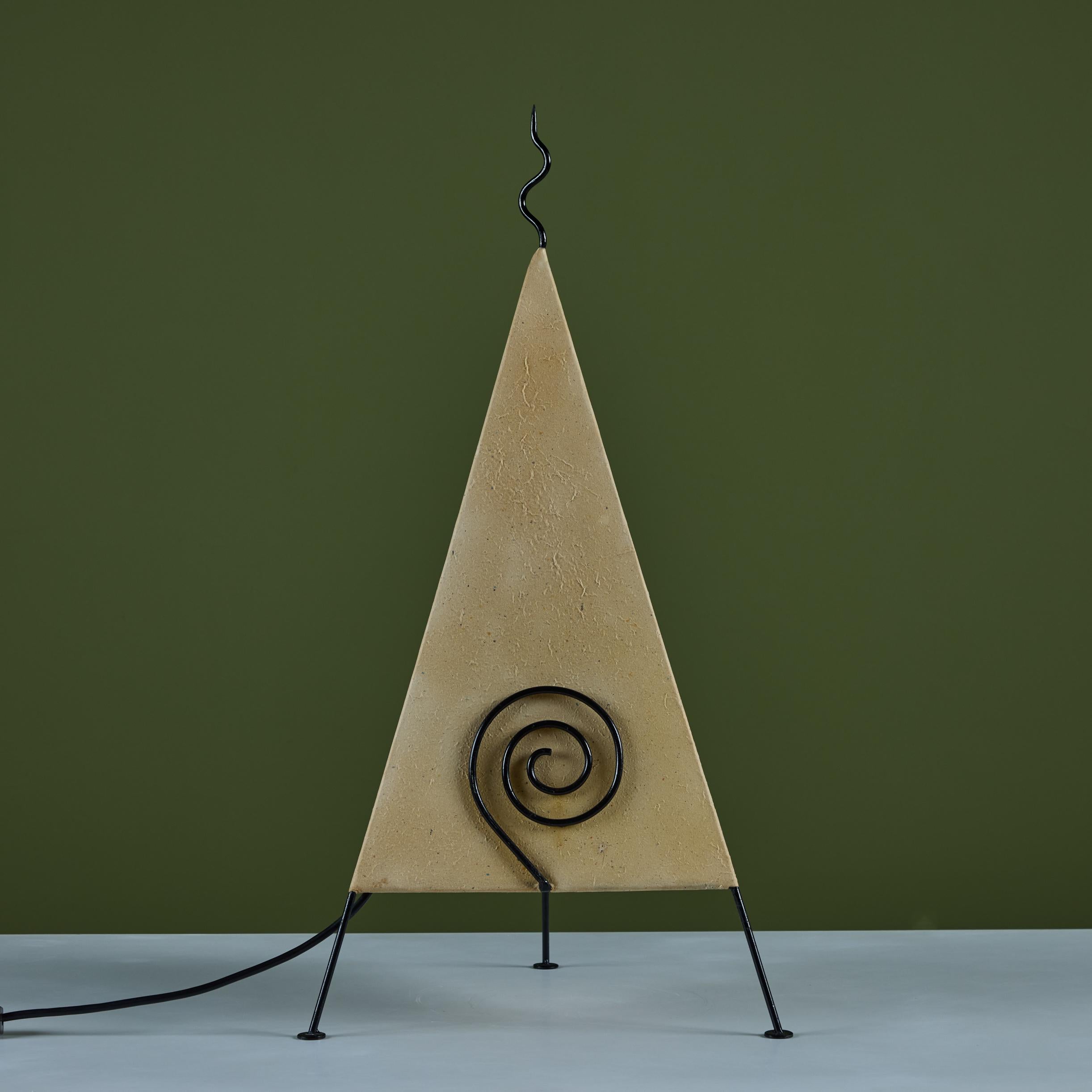 Postmodern Pyramid Paper Shade Table Lamp For Sale 3