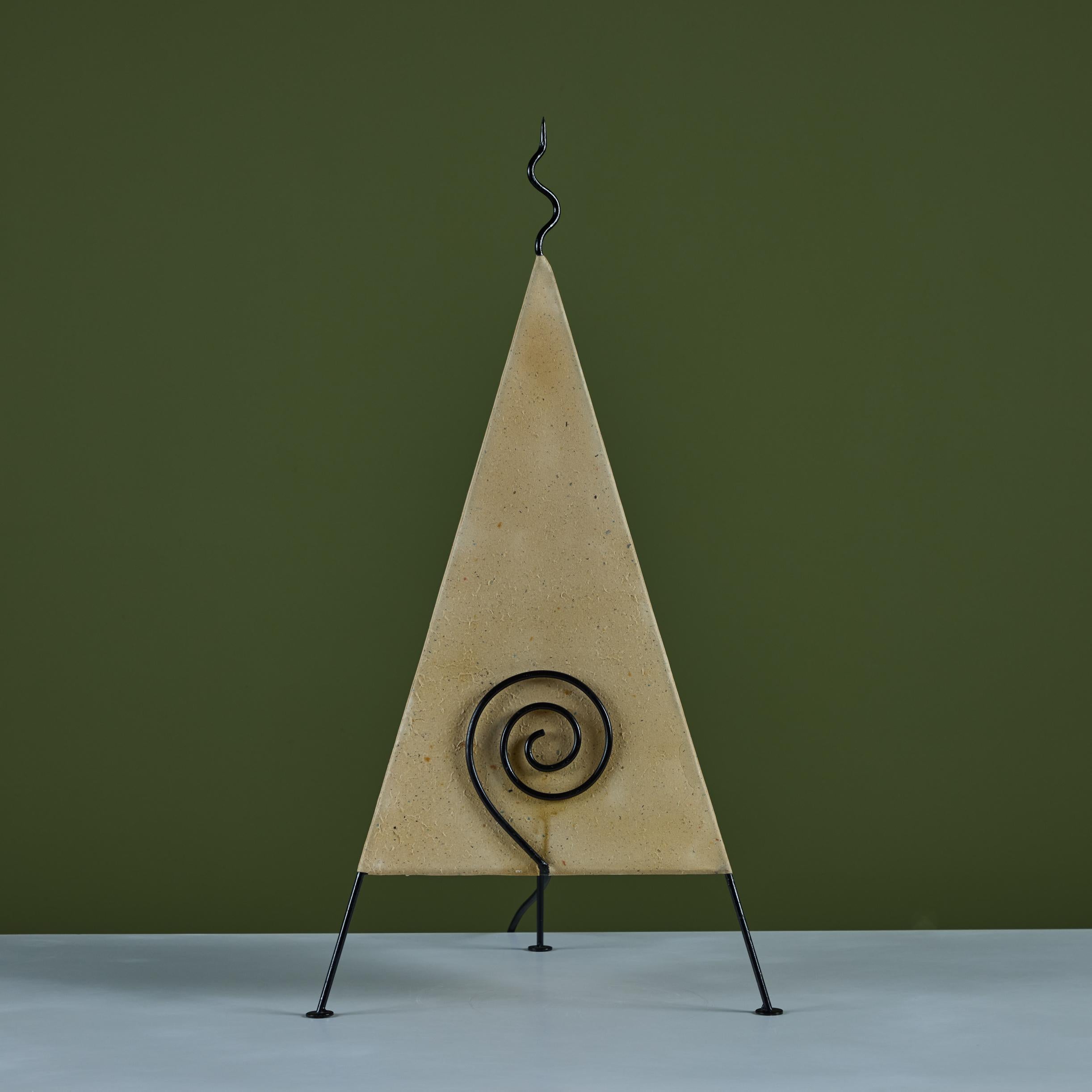Postmodern Pyramid Paper Shade Table Lamp For Sale 4