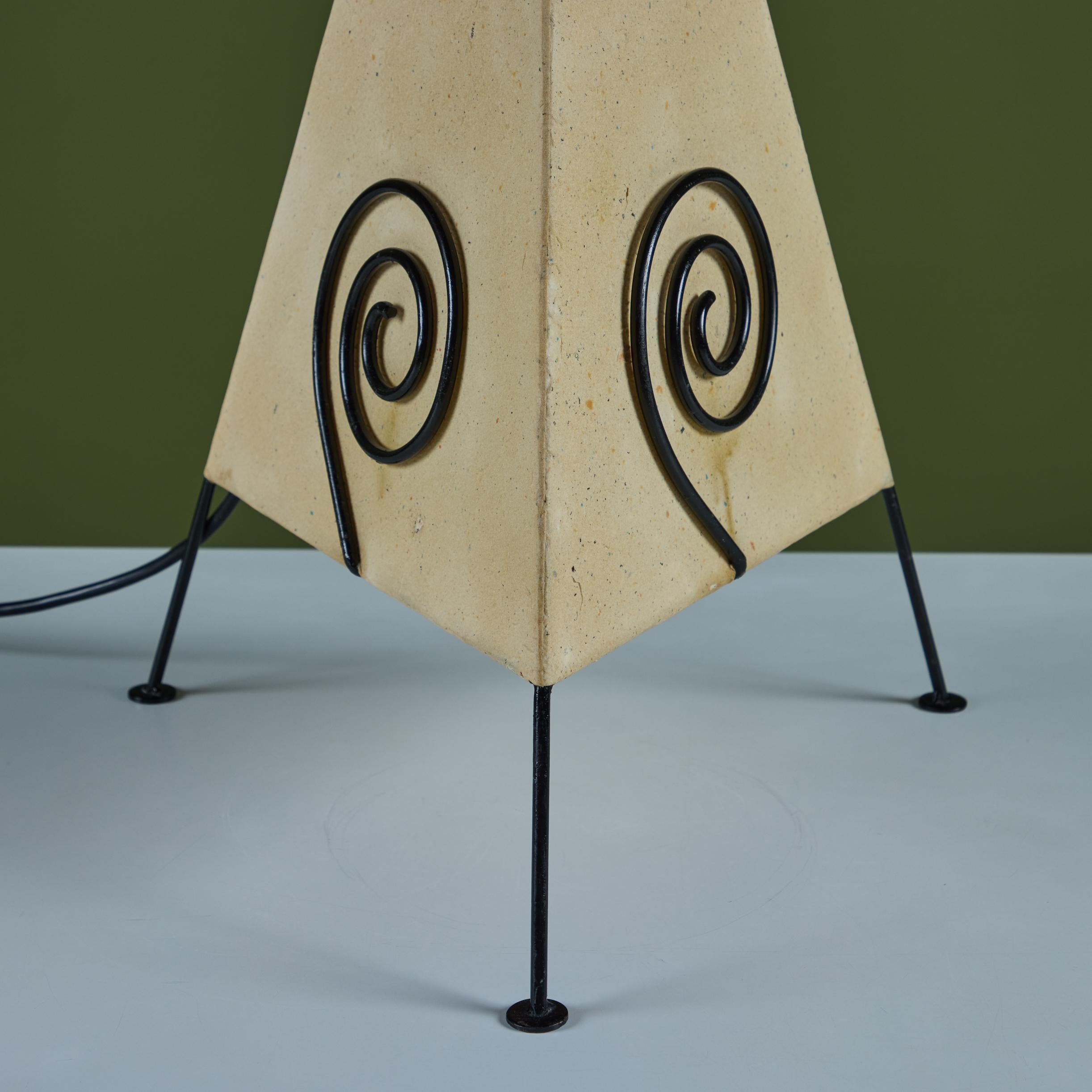 Postmodern Pyramid Paper Shade Table Lamp For Sale 7