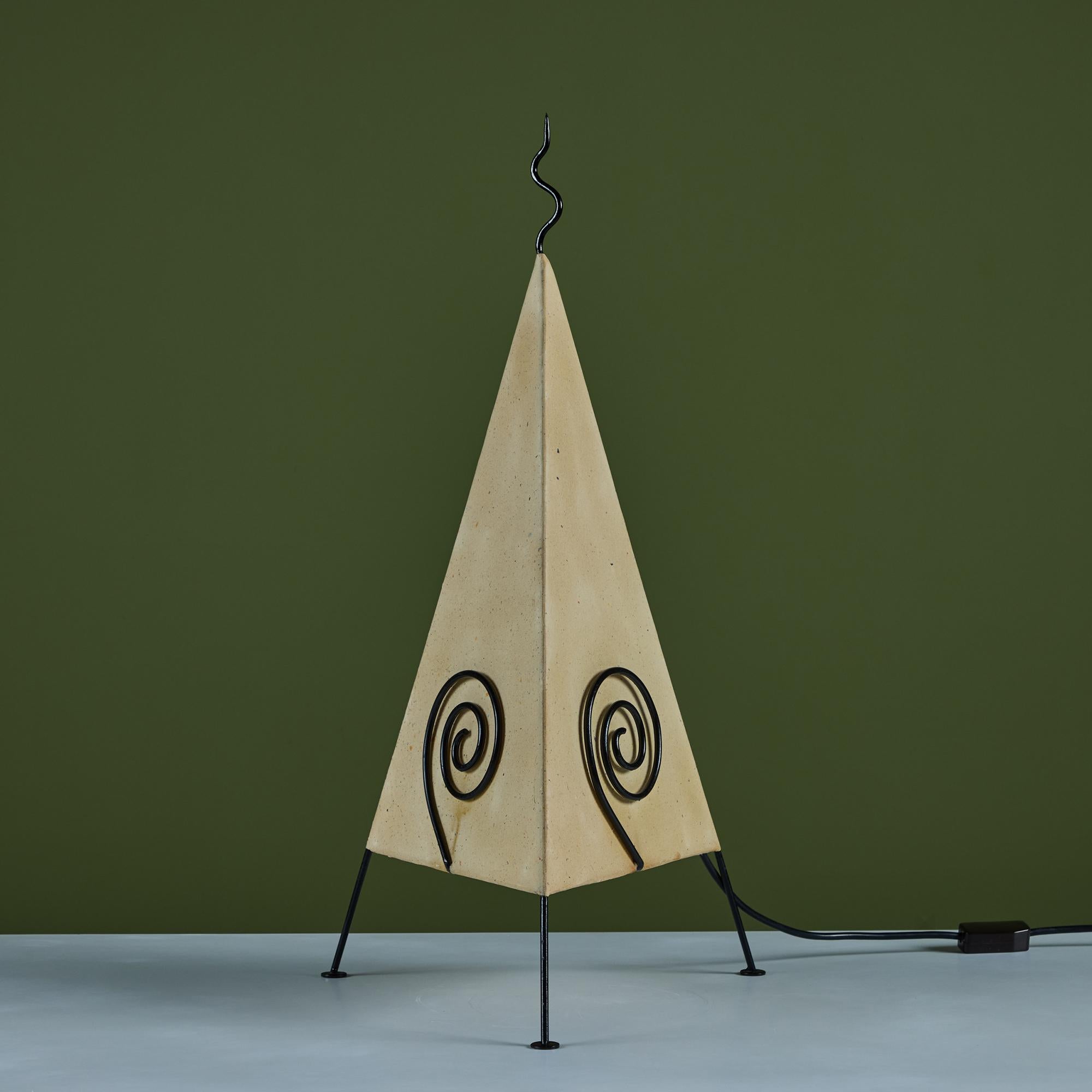 Post-Modern Postmodern Pyramid Paper Shade Table Lamp For Sale