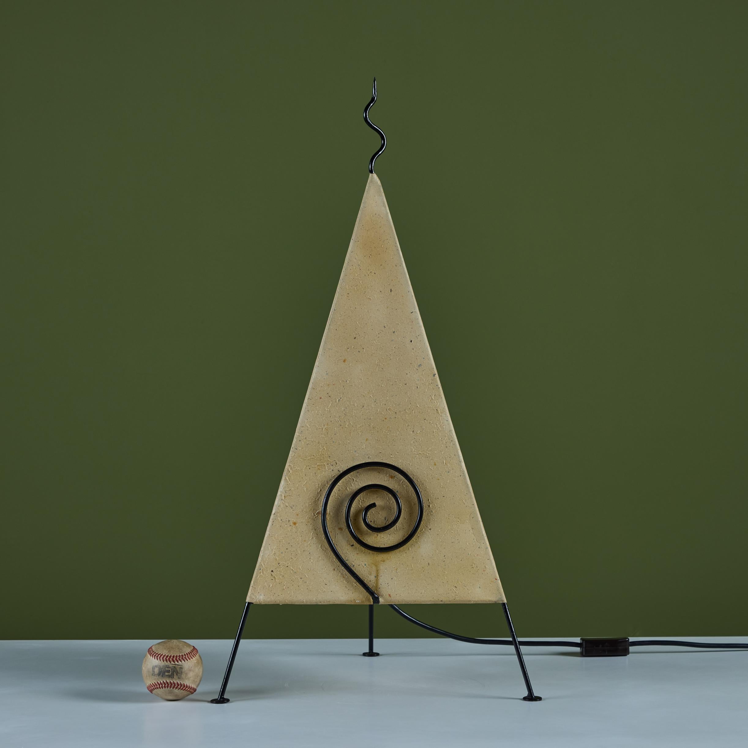 American Postmodern Pyramid Paper Shade Table Lamp For Sale