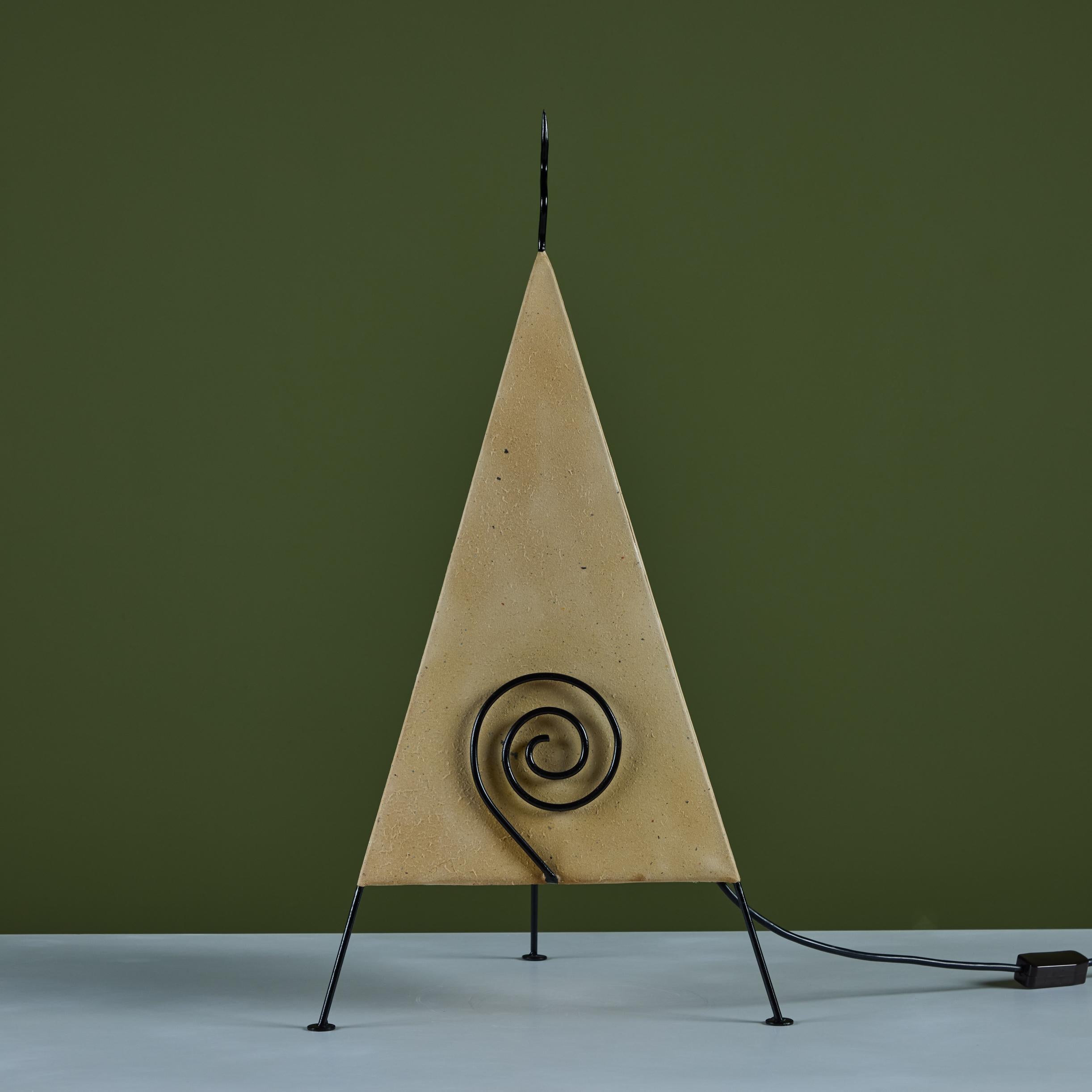 Postmodern Pyramid Paper Shade Table Lamp For Sale 1