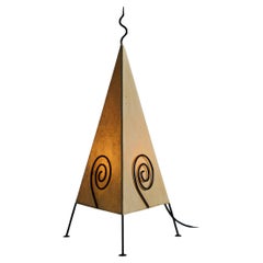Vintage Postmodern Pyramid Paper Shade Table Lamp