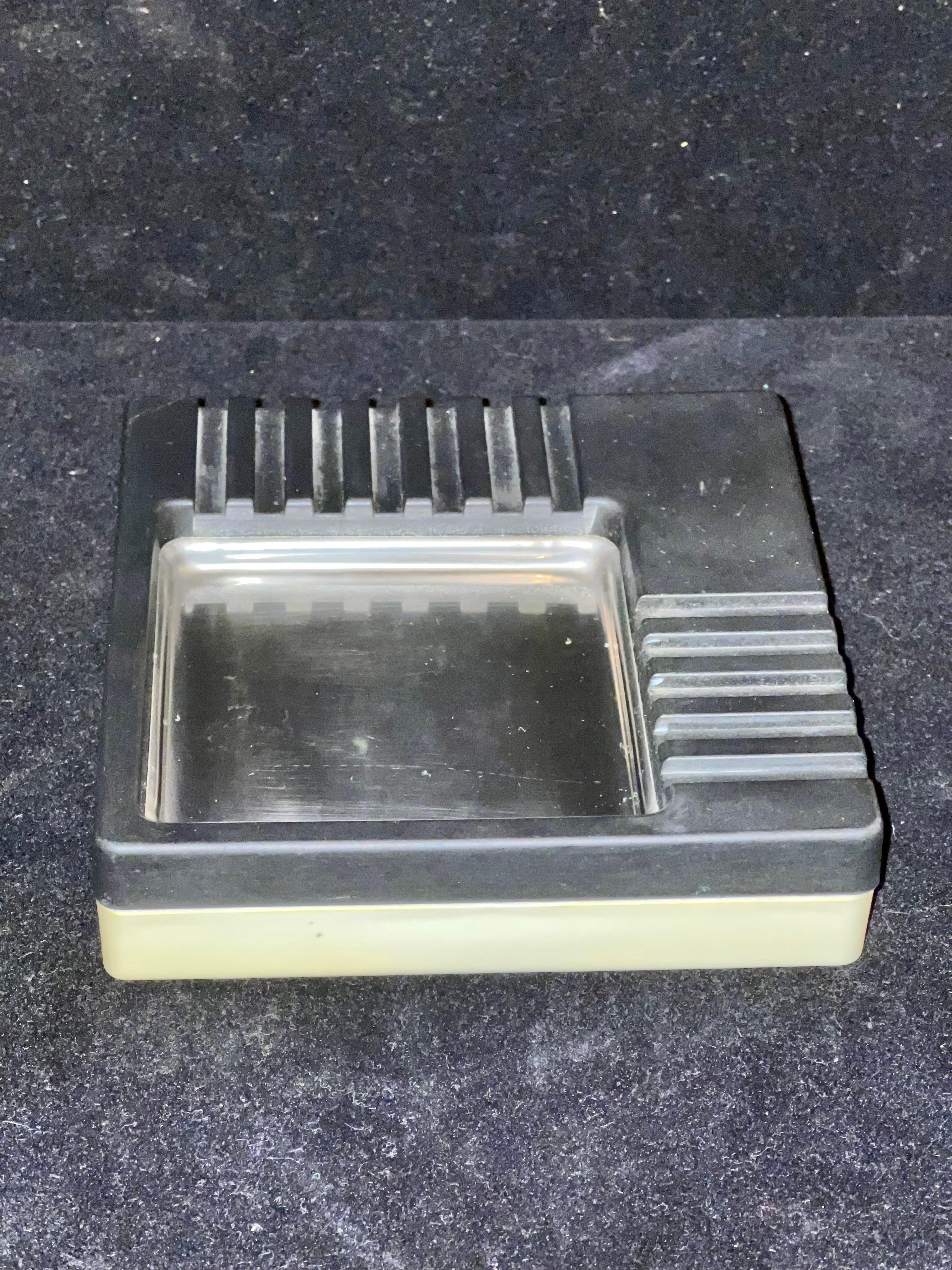 Postmodern Rare Italian Ashtray by Dajna Design in Plastic & Stainless In Good Condition For Sale In San Diego, CA