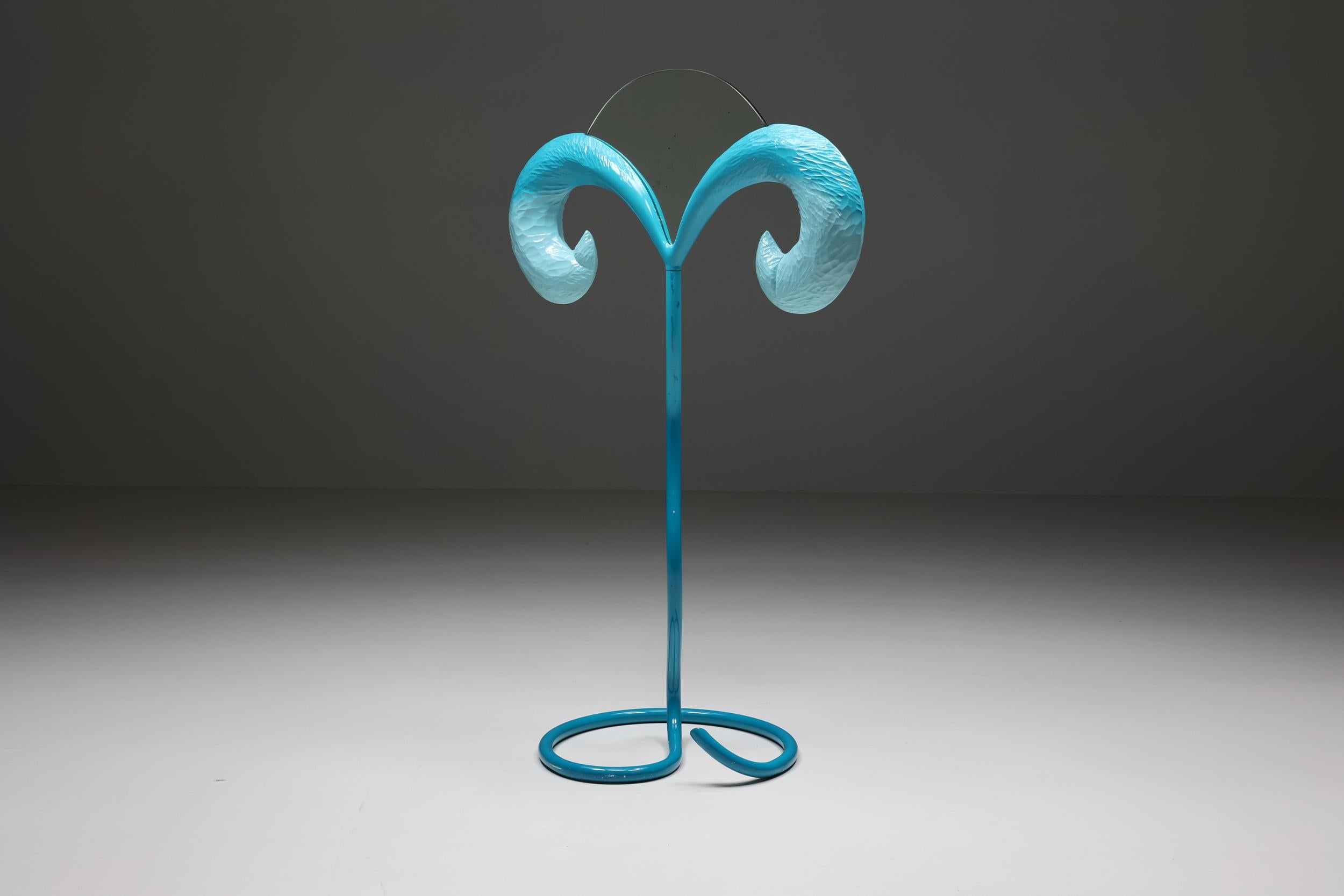 Italian Postmodern Rare Standing Mirror Piece, in the Style of Gaetano Pesce, 1970's For Sale