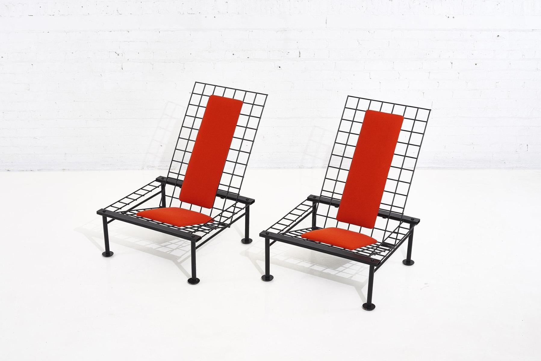 Late 20th Century Postmodern Reclining Metal Wire Chairs, 1980