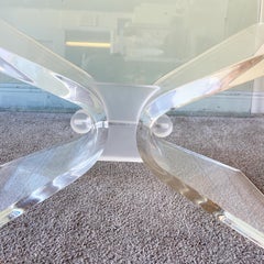 Postmodern Rectangular Beveled Glass Top Lucite Base Coffee Table