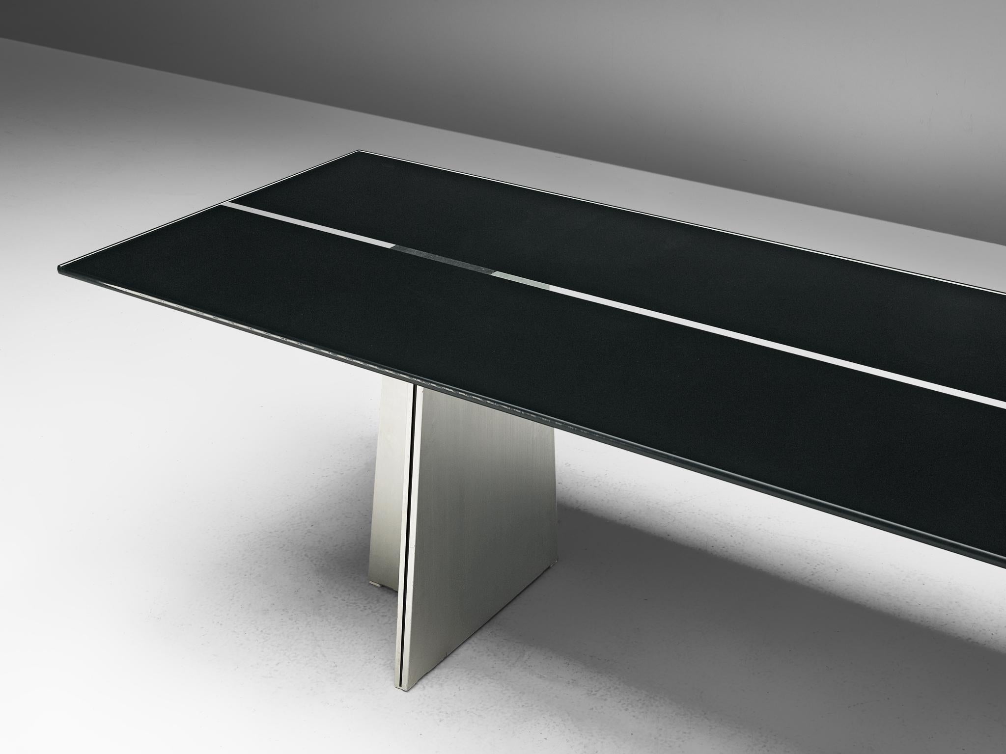 Italian Luigi Saccardo for Arrmet Postmodern 'Ufo' Table in Metal and Glass  For Sale