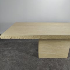 Postmodern Rectangular 'Live Edge' Travertine Dining Table