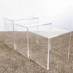 Postmodern Rectangular Lucite Nesting Tables - Set of 3