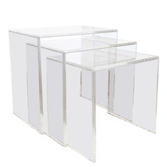 Tavolini rettangolari postmoderni in lucite - Set di 3