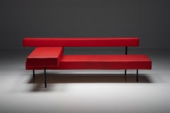 Canapé architectural rectangulaire rouge postmoderne, design belge, prototype, années 2000
