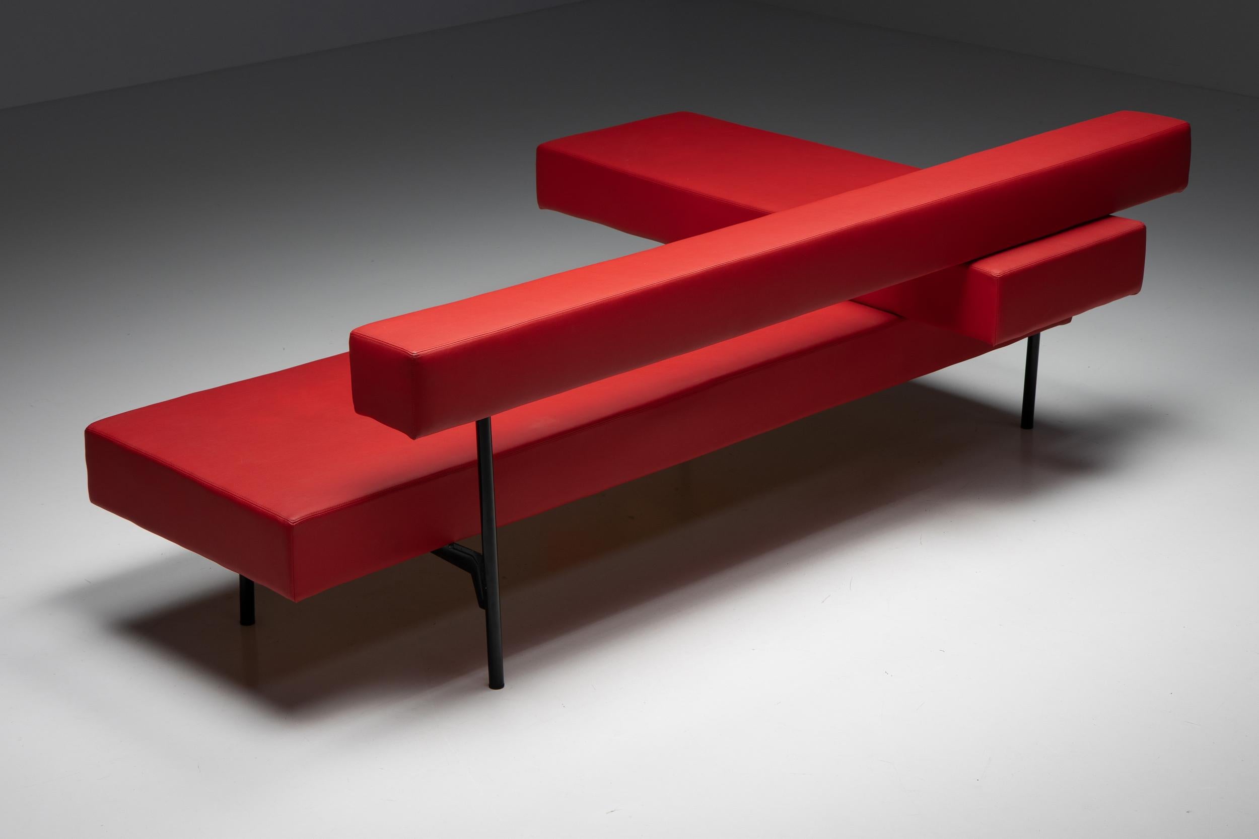 Post-Modern Postmodern Rectangular Red Architectural Sofa, Belgian Design, Prototype, 2000's For Sale