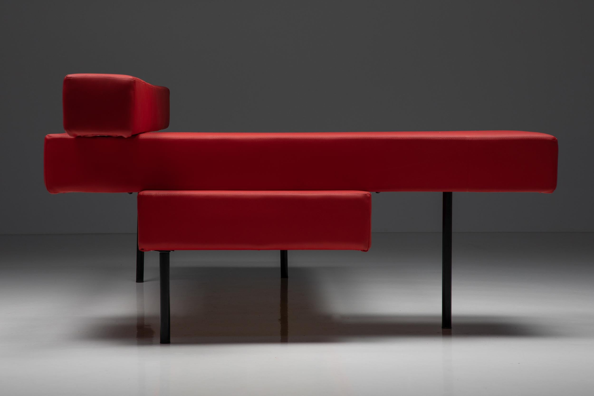 Postmodern Rectangular Red Architectural Sofa, Belgian Design, Prototype, 2000's In Excellent Condition For Sale In Antwerp, BE