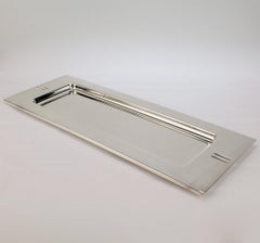 Postmodern Rectangular Silver Plate Bar Tray by Richard Meier for Swid Powell