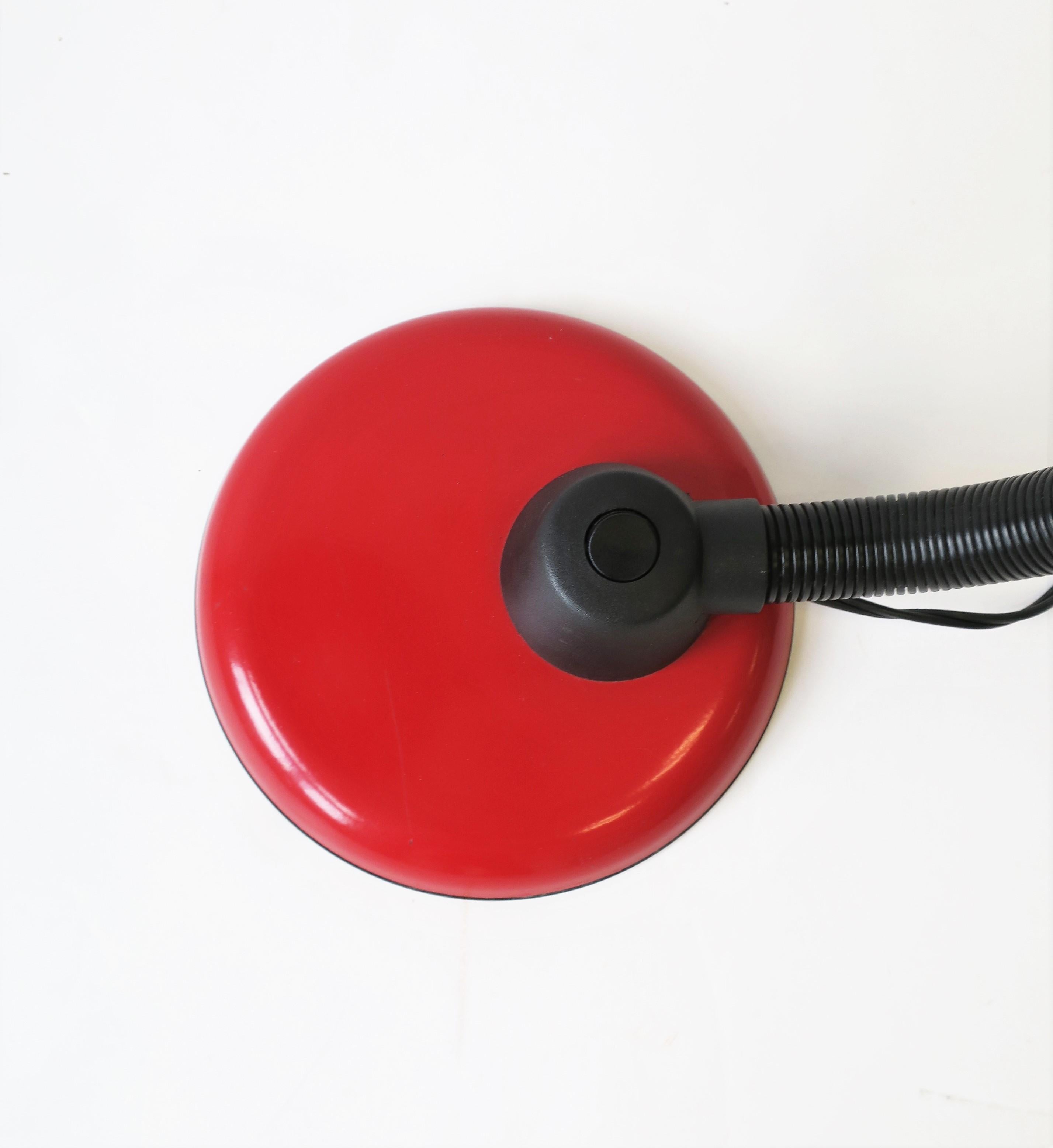 Enameled Postmodern Red and Black Desk Lamp For Sale
