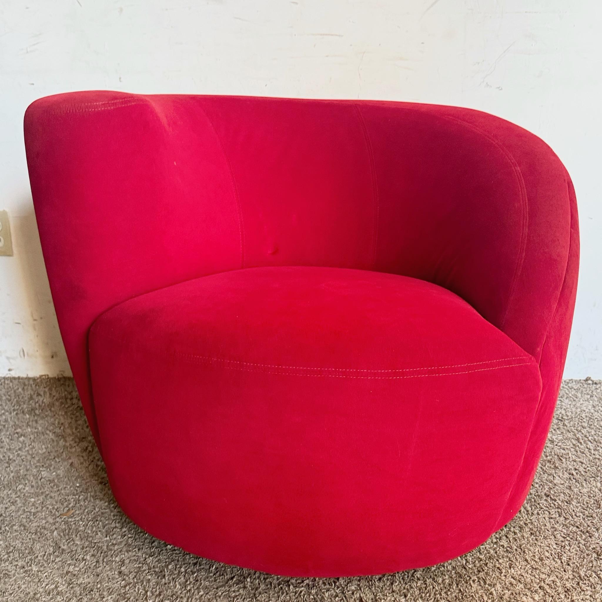 Américain Chaise pivotante postmoderne Nautilus en tissu rouge en vente