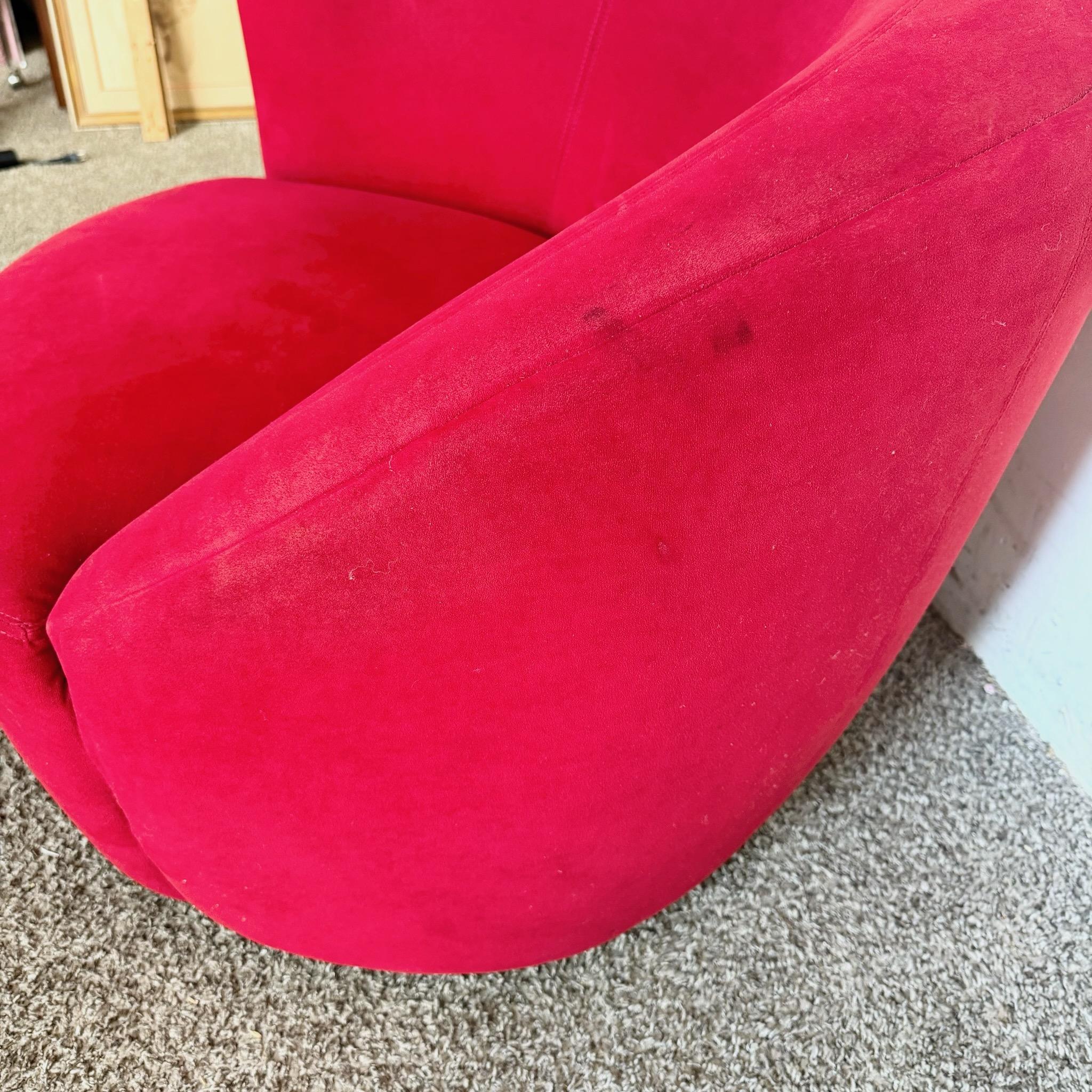 Fin du 20e siècle Chaise pivotante postmoderne Nautilus en tissu rouge en vente