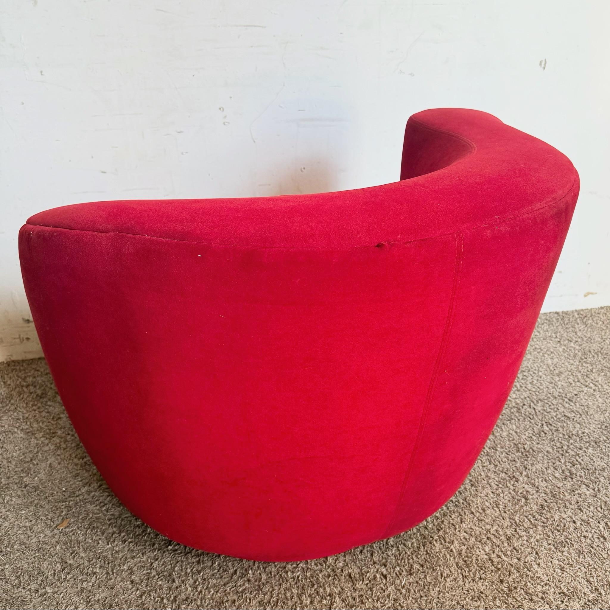 Tissu Chaise pivotante postmoderne Nautilus en tissu rouge en vente
