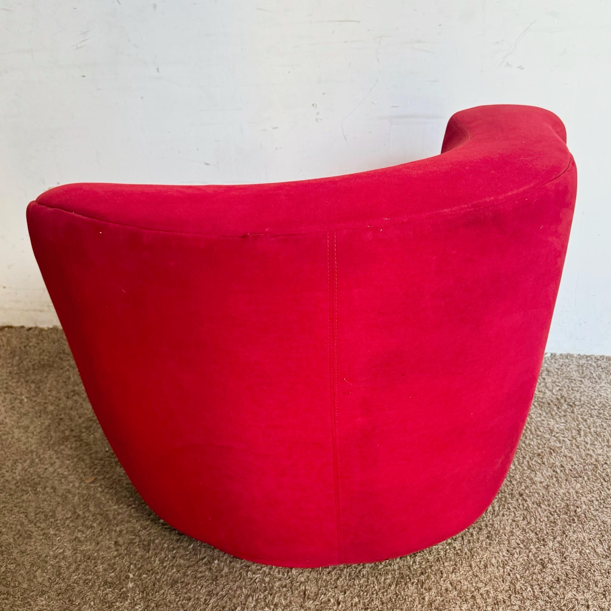Chaise pivotante postmoderne Nautilus en tissu rouge en vente 1
